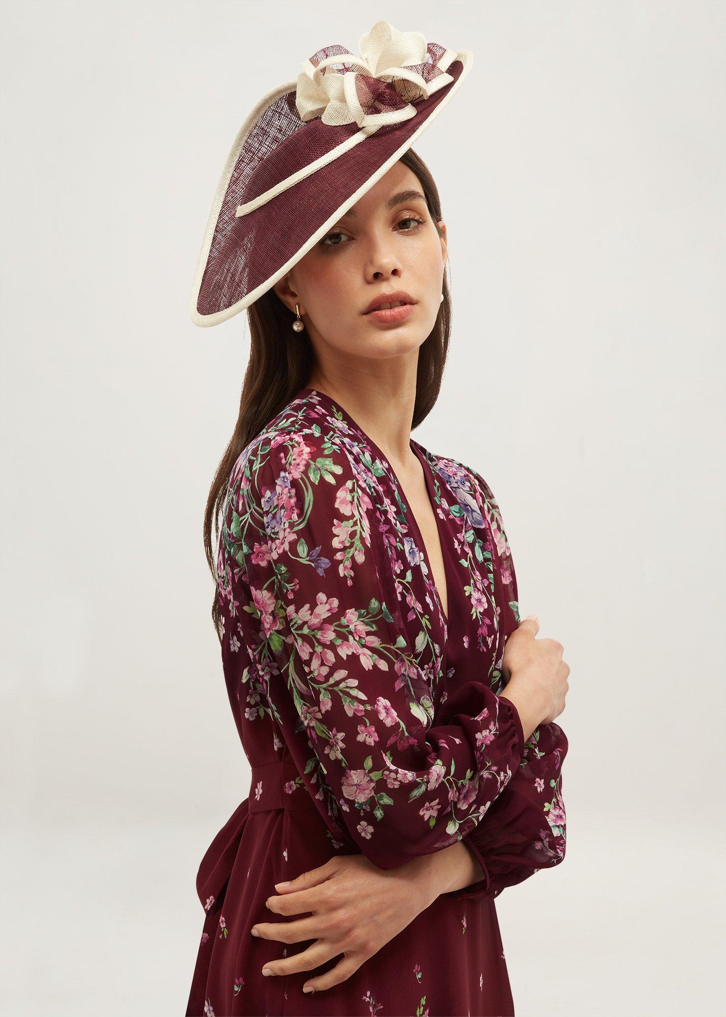 Elaina Fascinator, Warm Plum Ivory, hi-res