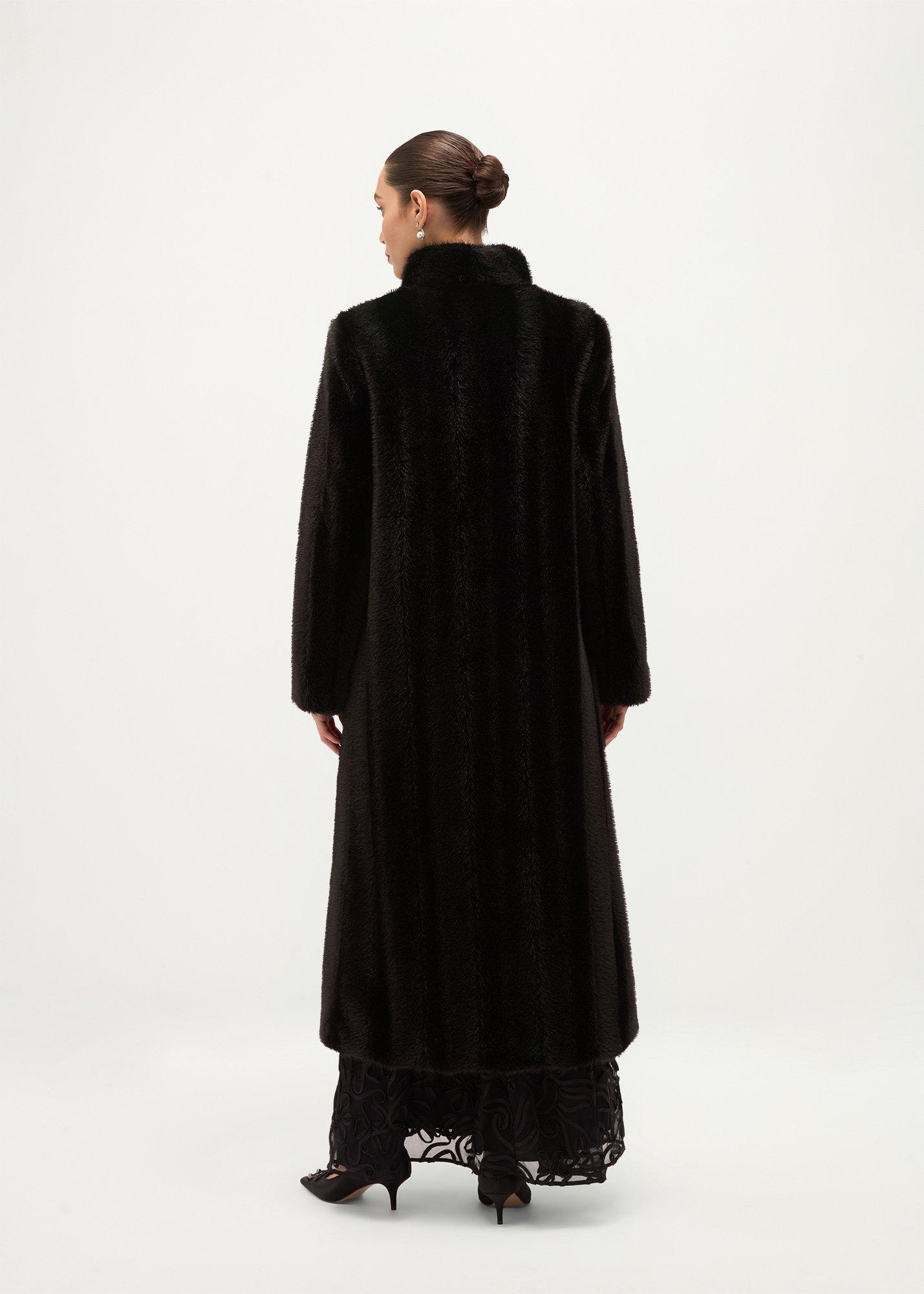 Misha Faux Fur Maxi Coat, Black, hi-res