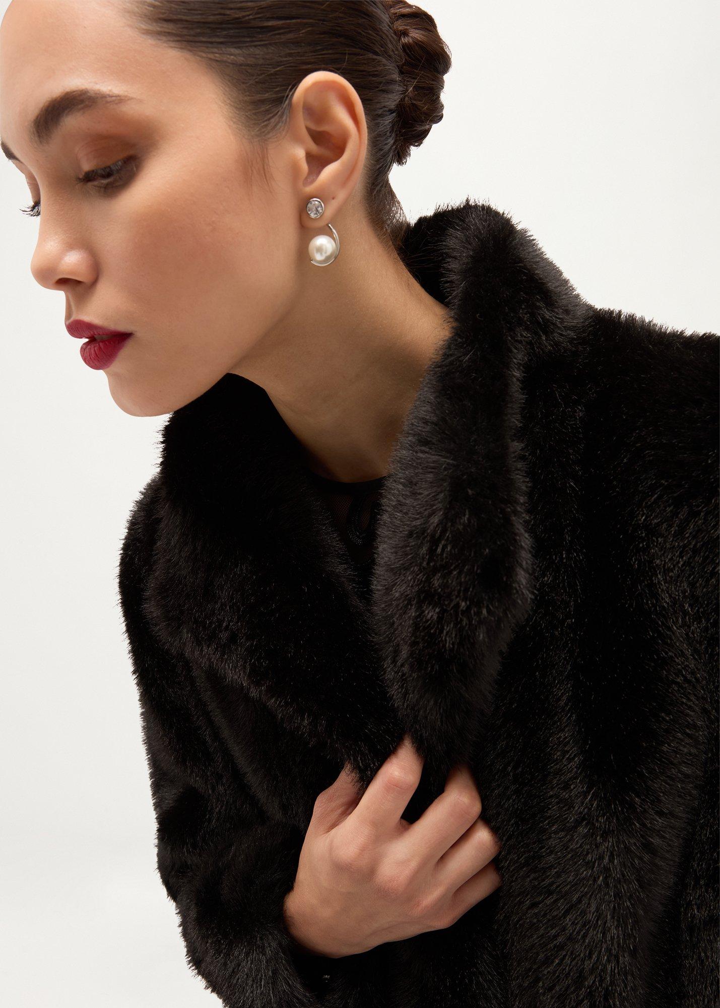 Misha Faux Fur Maxi Coat, Black, hi-res