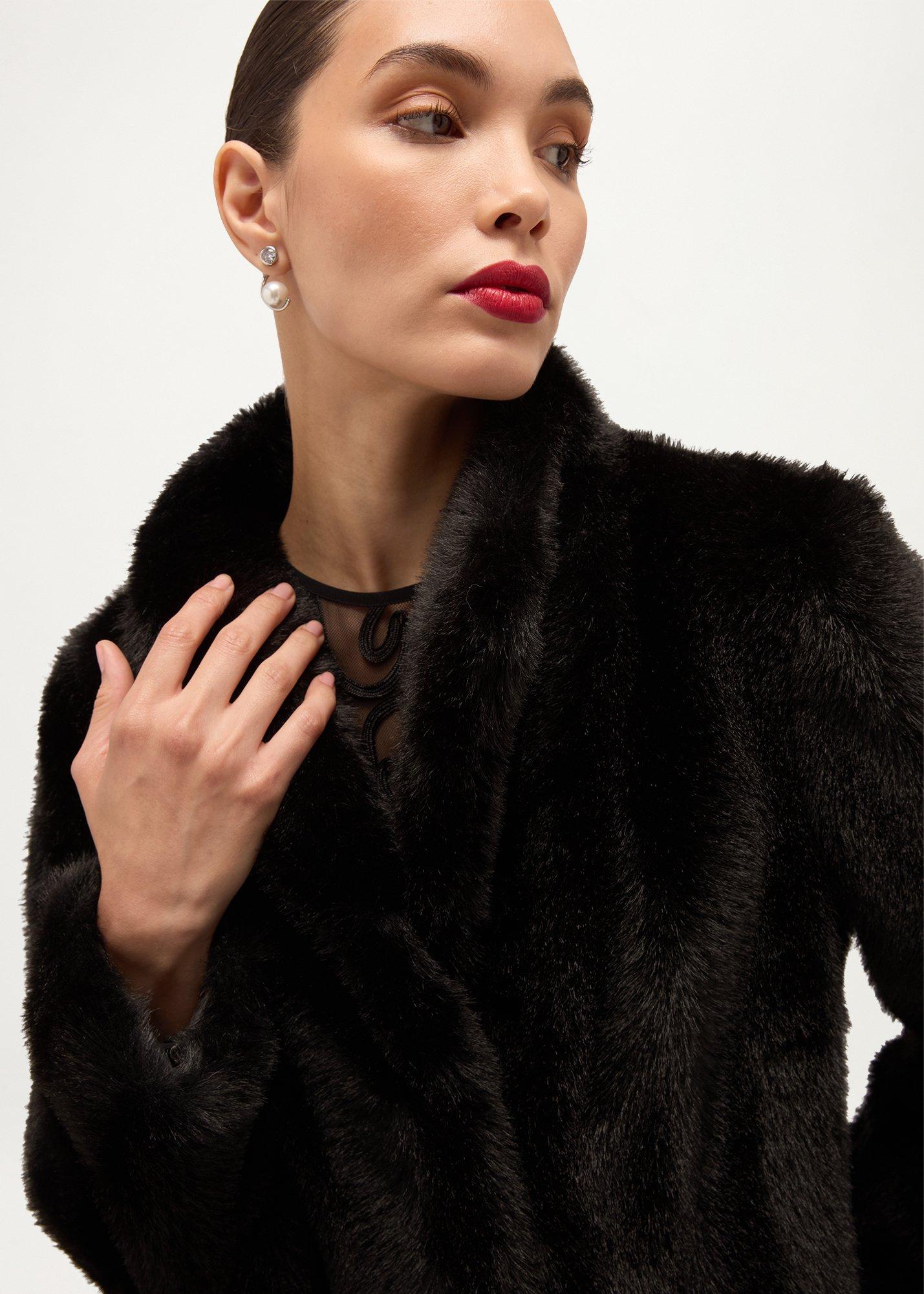 Misha Faux Fur Maxi Coat, Black, hi-res