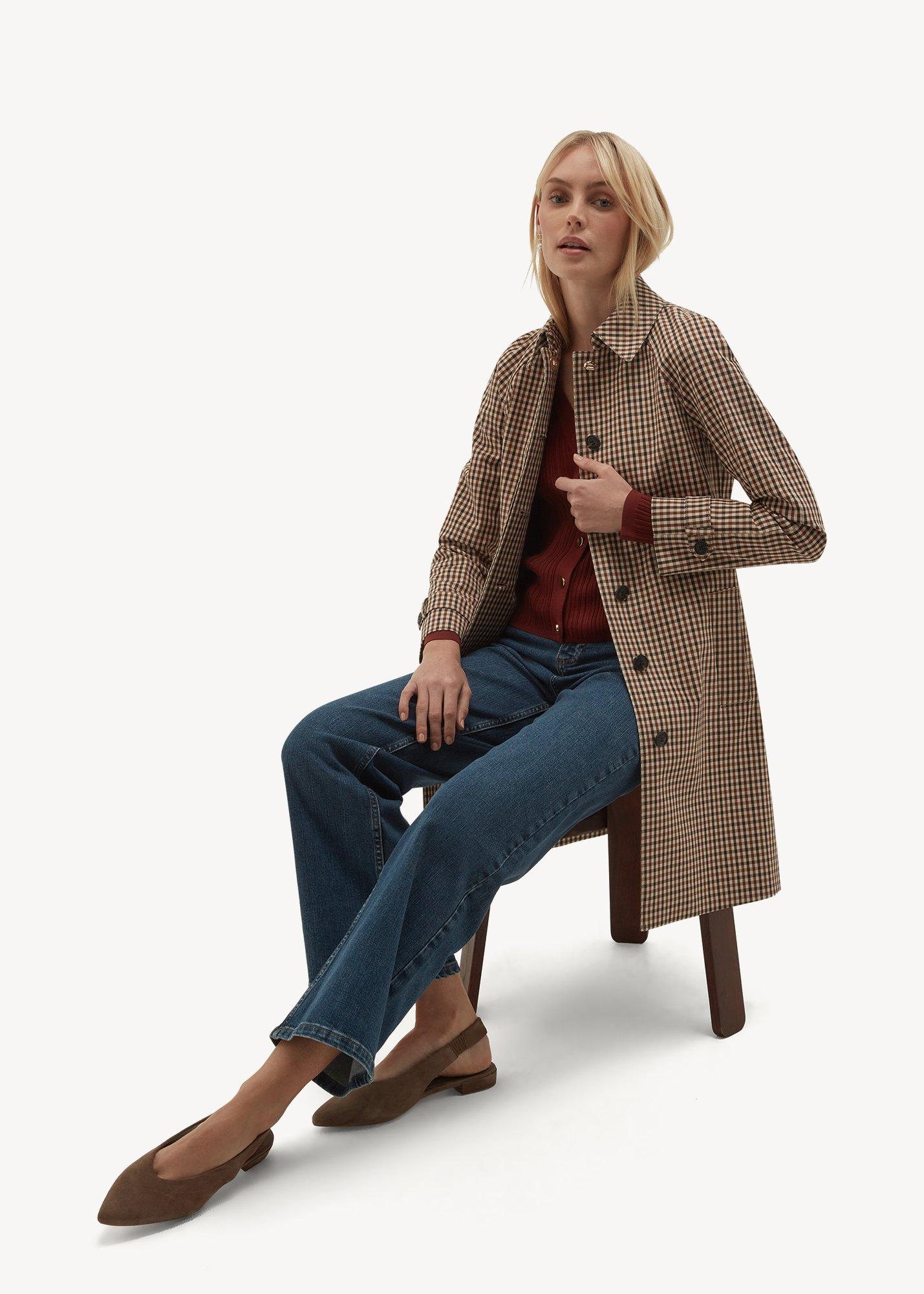 Ariana Shower Resistant Check Trench Coat, Camel Multi, hi-res