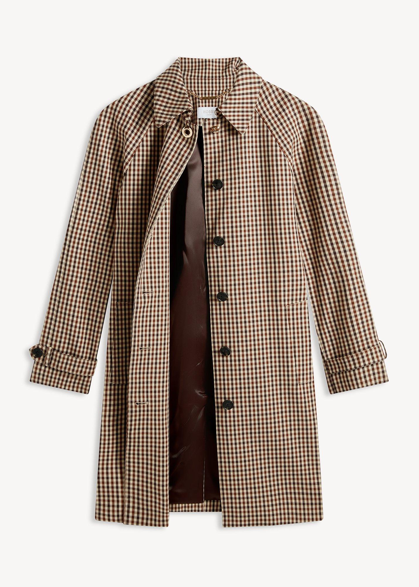 Ariana Shower Resistant Check Trench Coat, Camel Multi, hi-res
