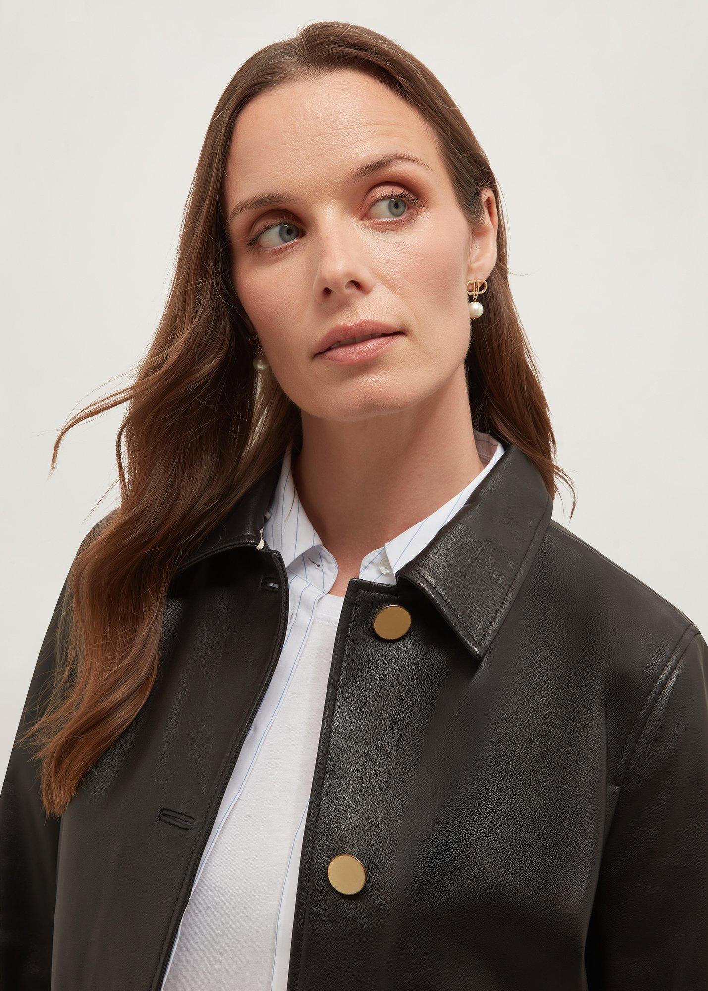 Jessa Leather Jacket, Black, hi-res