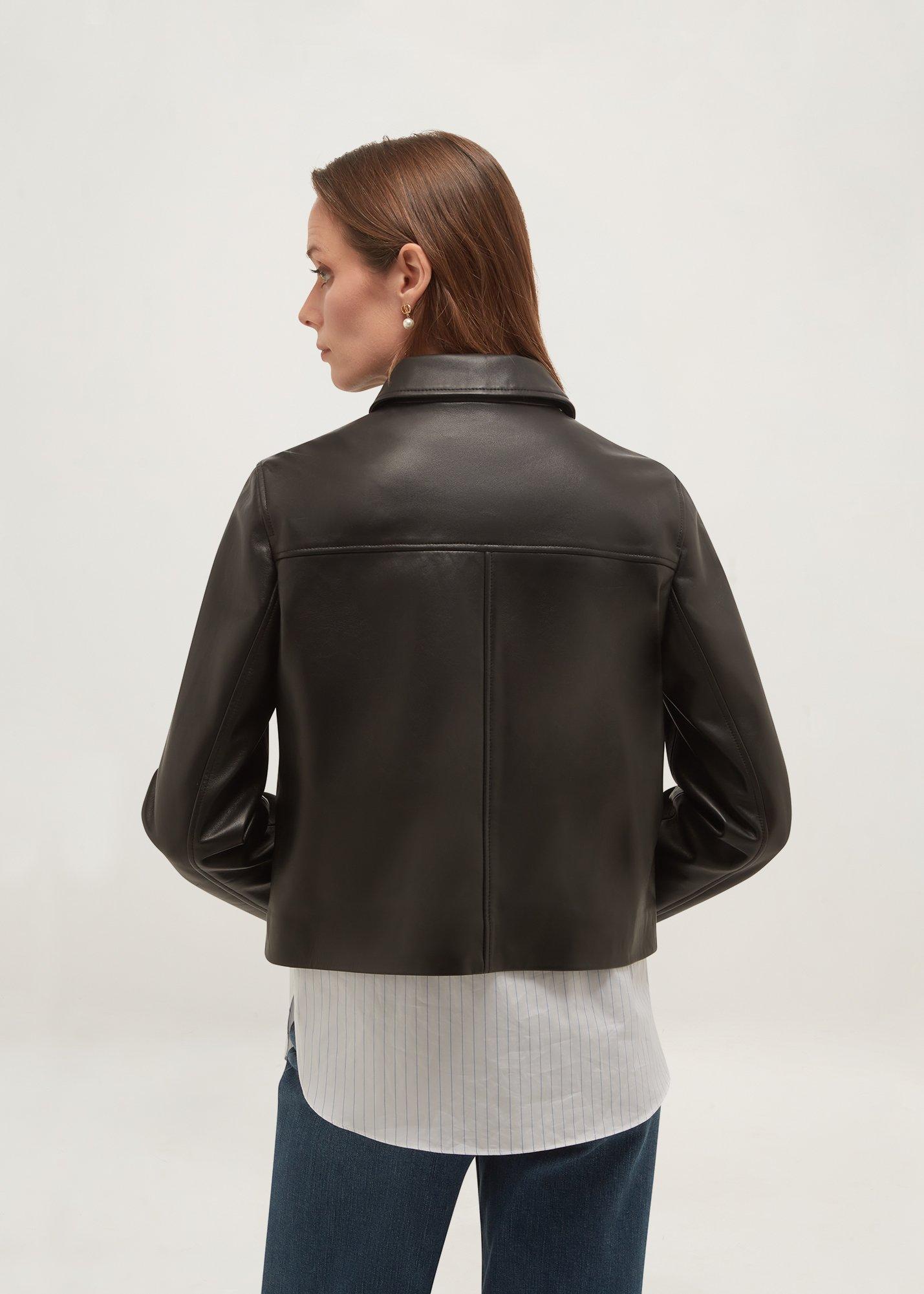 Jessa Leather Jacket, Black, hi-res