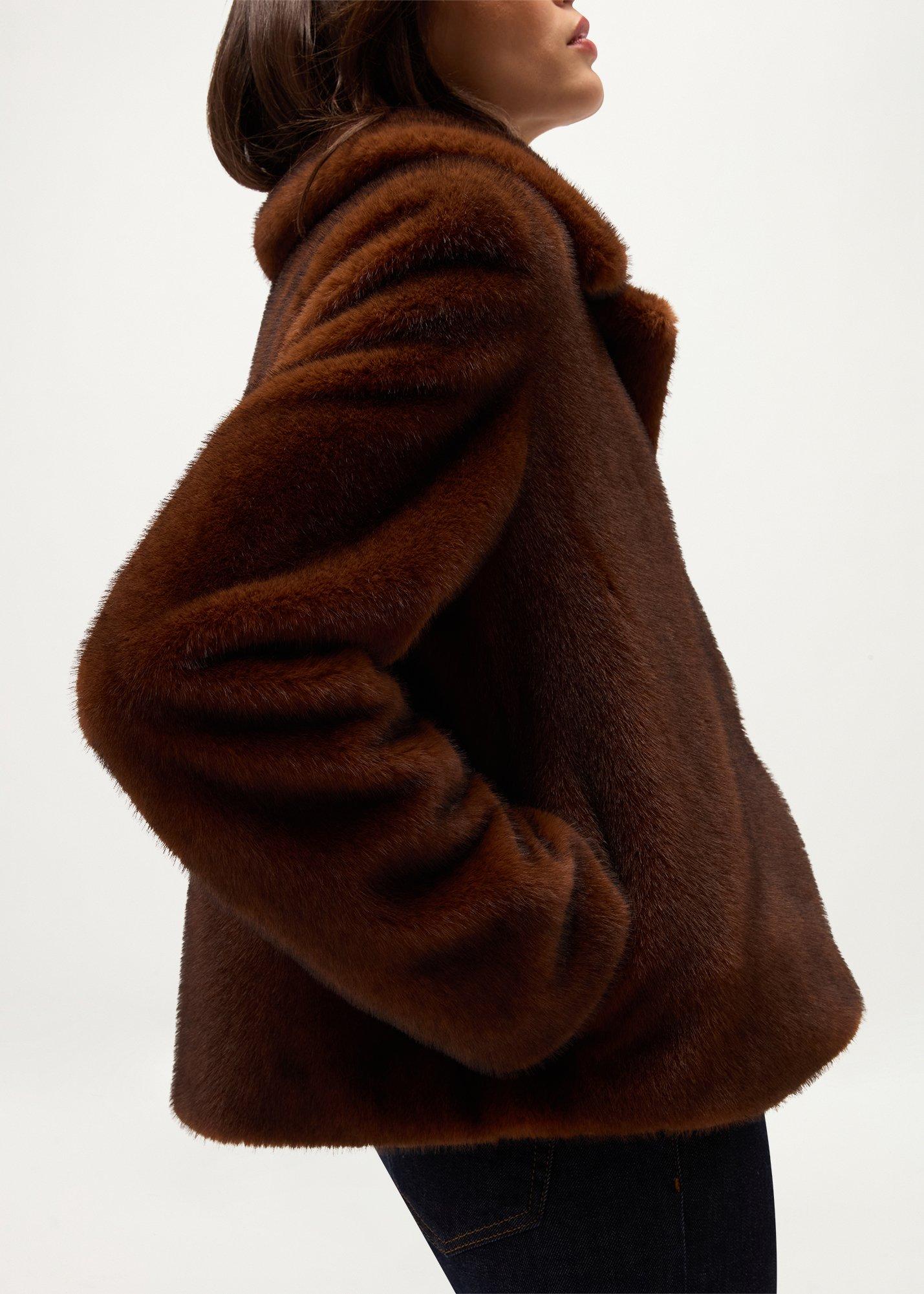 Malia Faux Fur Coat, Camel Brown, hi-res