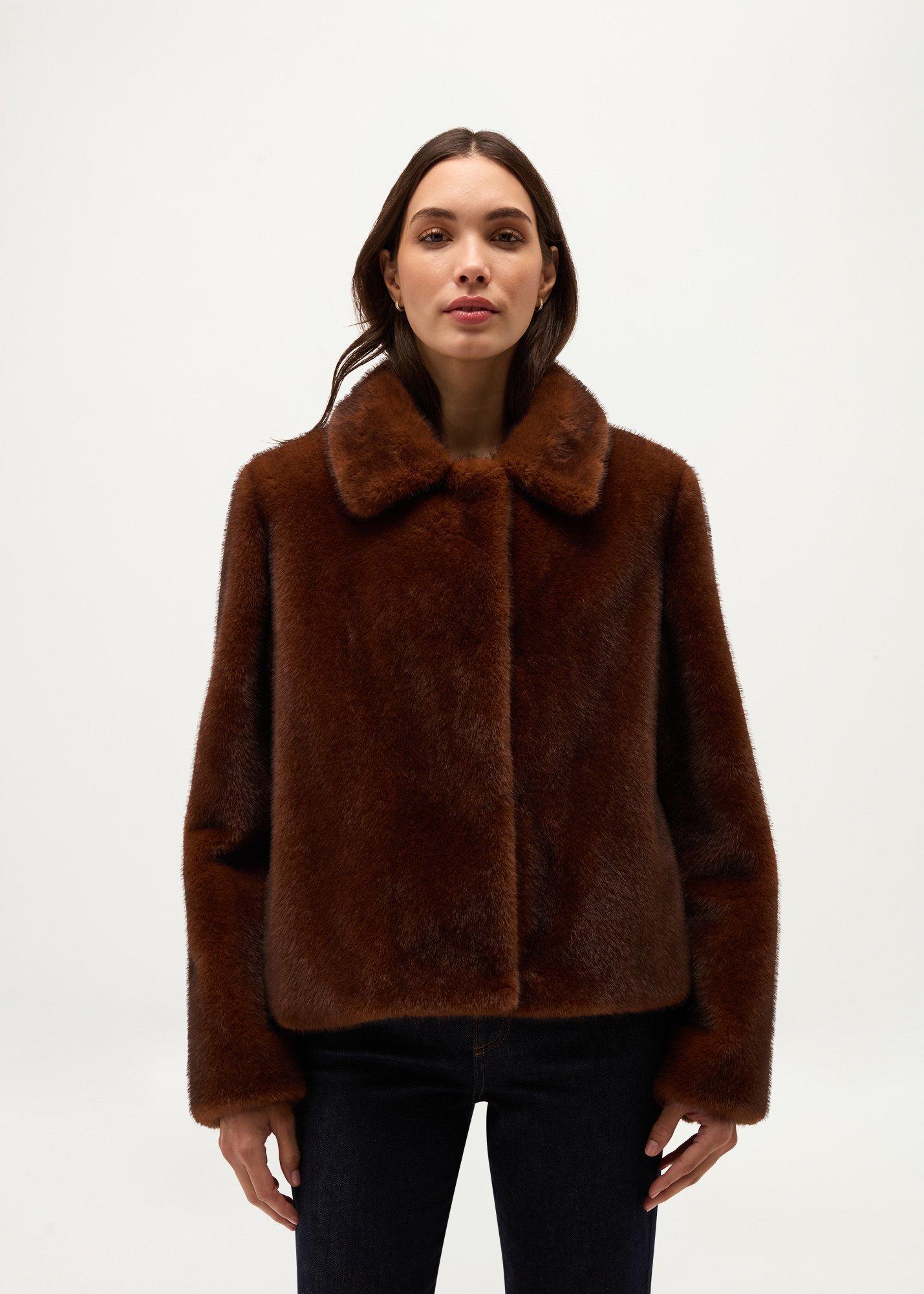 Malia Faux Fur Coat, Camel Brown, hi-res