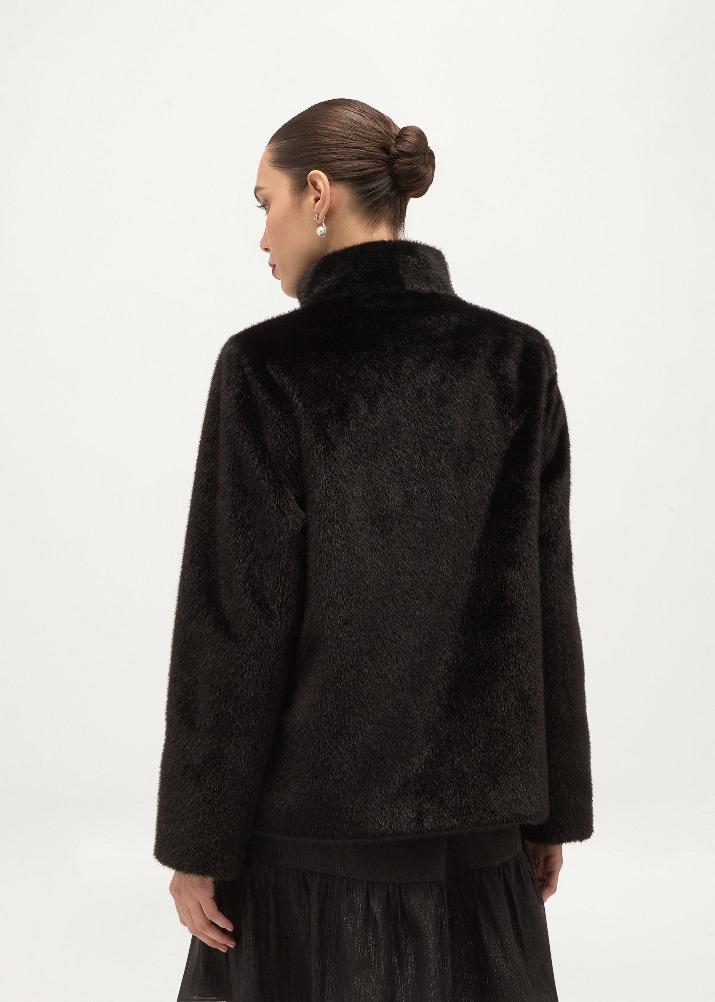 Rhea Faux Fur Coat, Black, hi-res