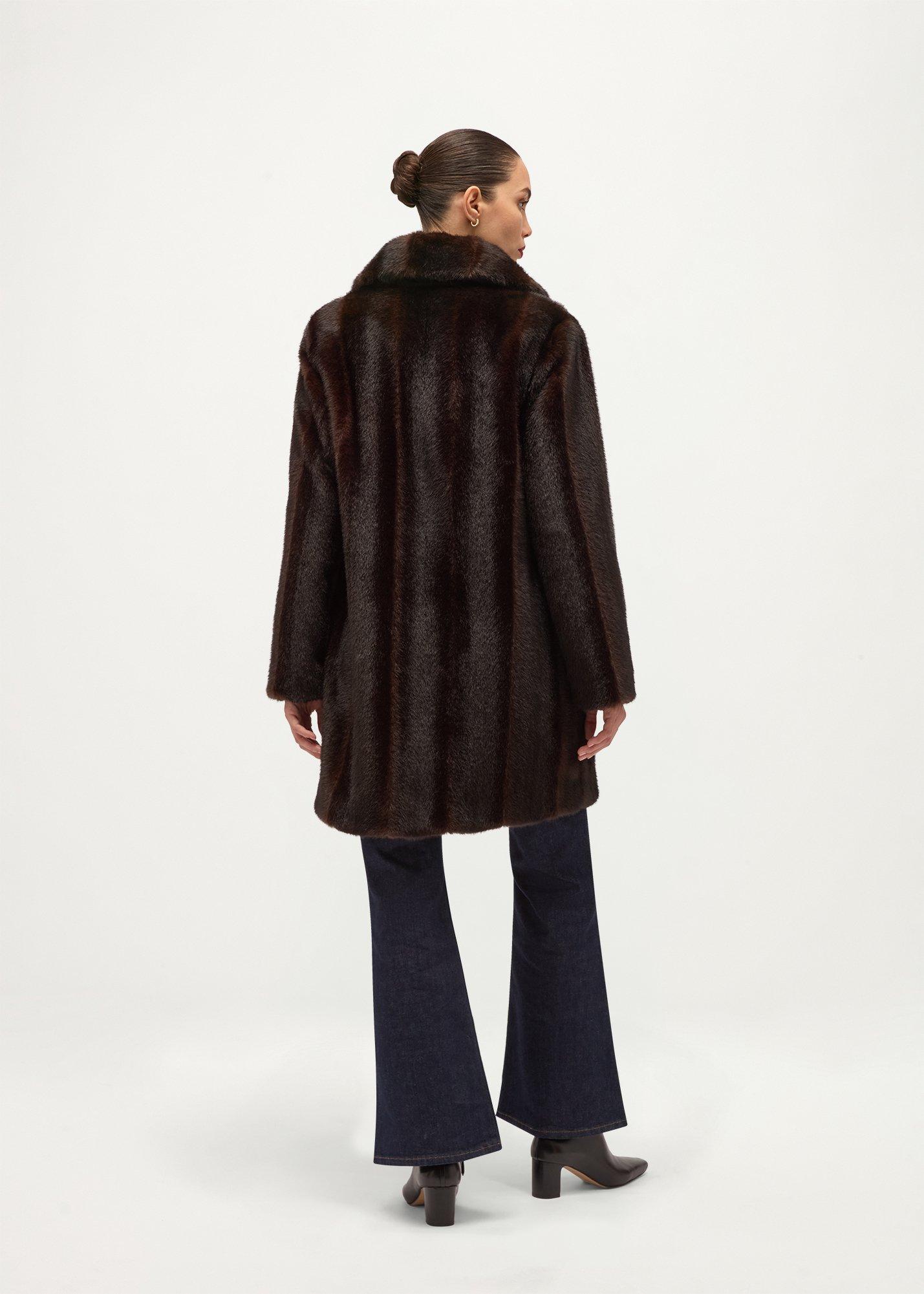 Perla Faux Fur Coat, Black Brown, hi-res
