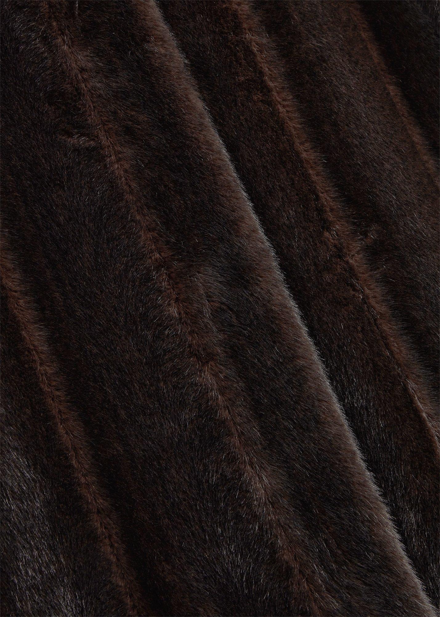 Perla Faux Fur Coat, Black Brown, hi-res