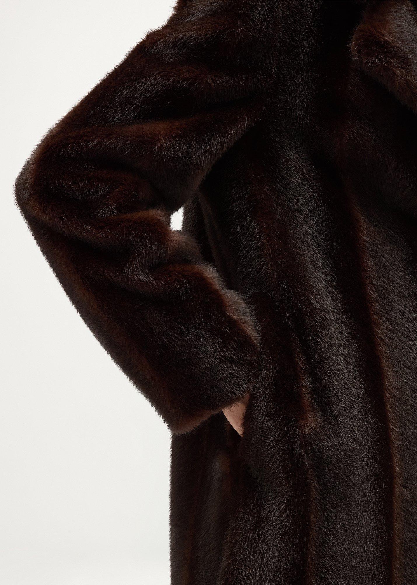 Petite Perla Faux Fur Coat , Black Brown, hi-res
