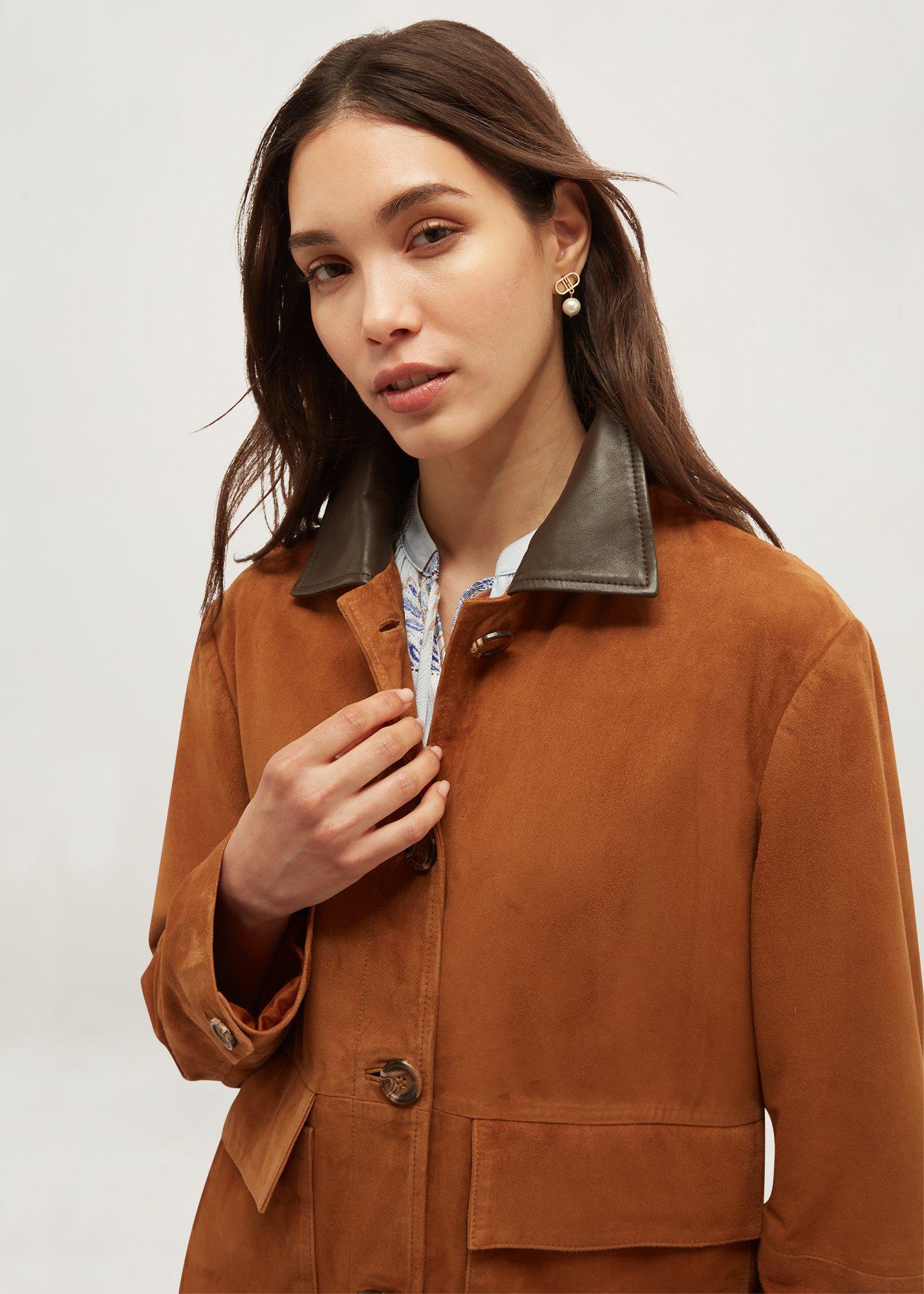 Sarah Suede Jacket, Tan Brown, hi-res