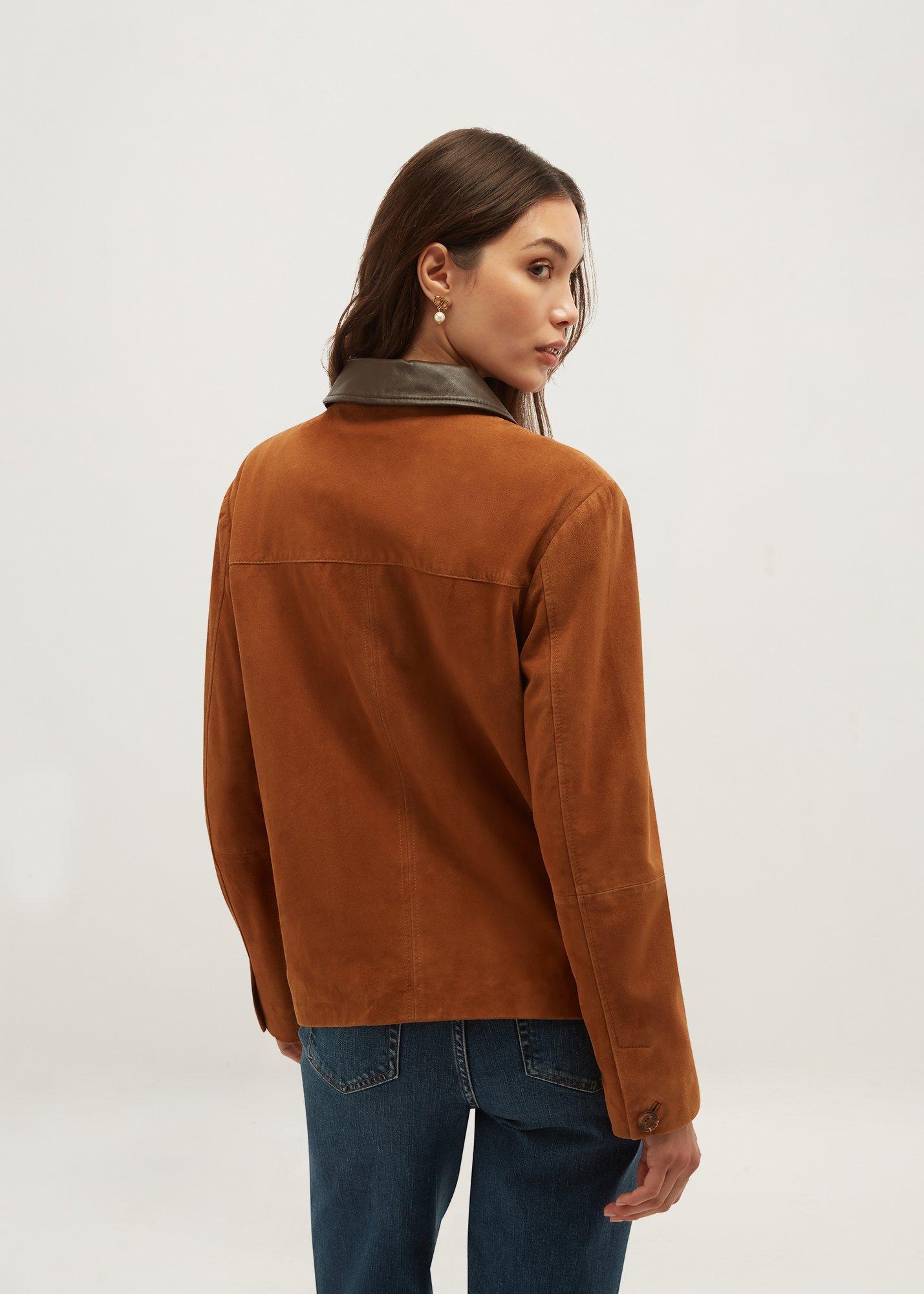 Sarah Suede Jacket, Tan Brown, hi-res