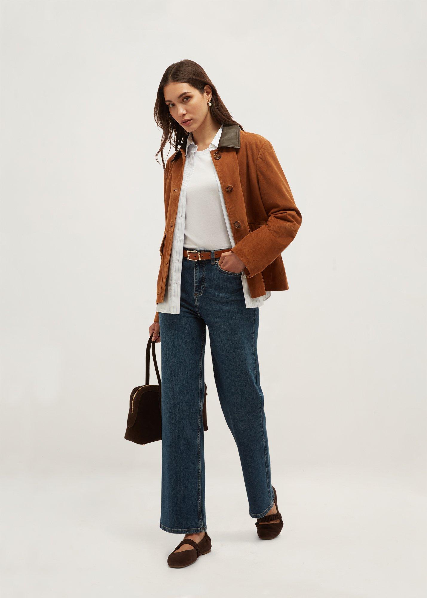 Sarah Suede Jacket, Tan Brown, hi-res