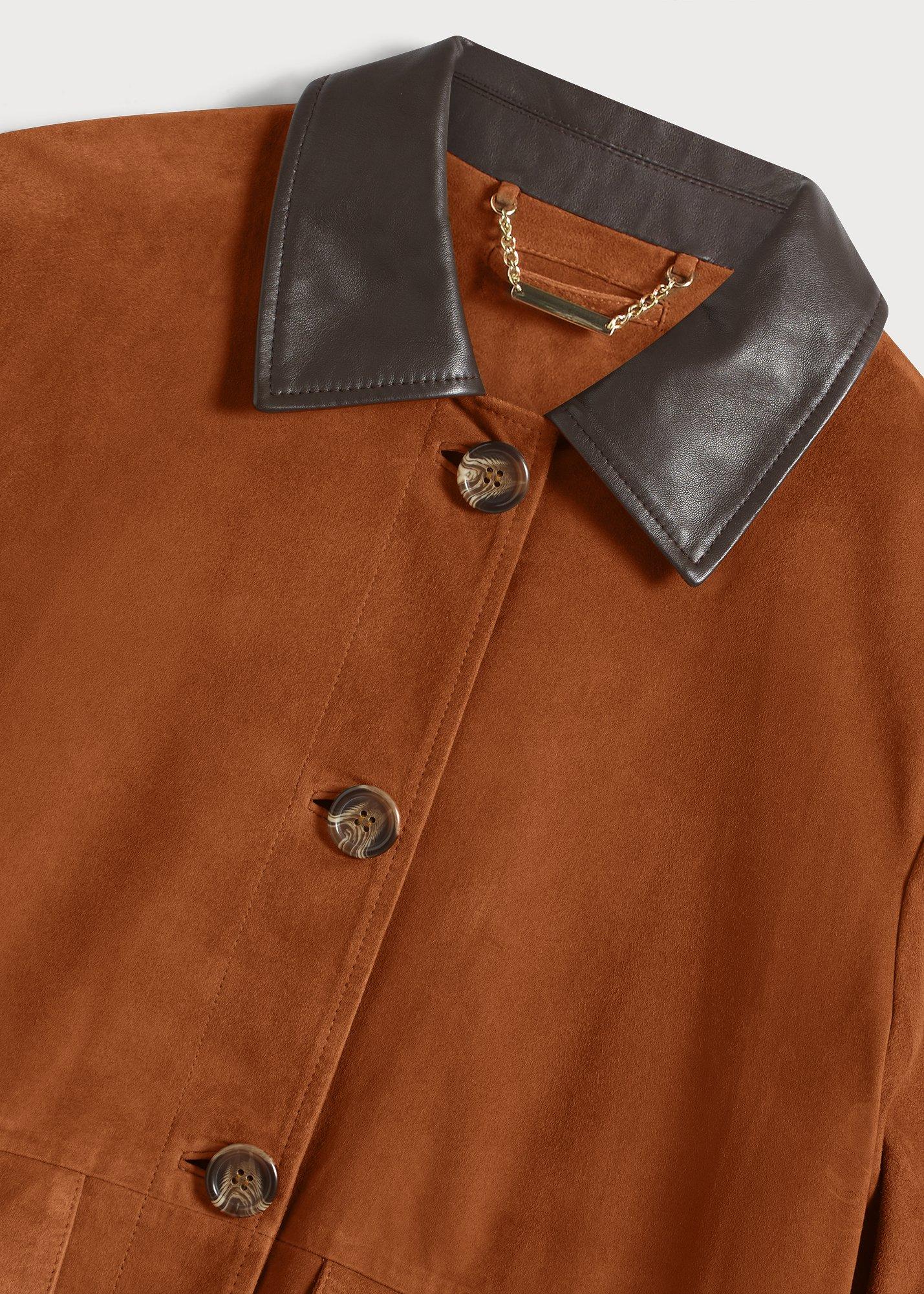 Sarah Suede Jacket, Tan Brown, hi-res