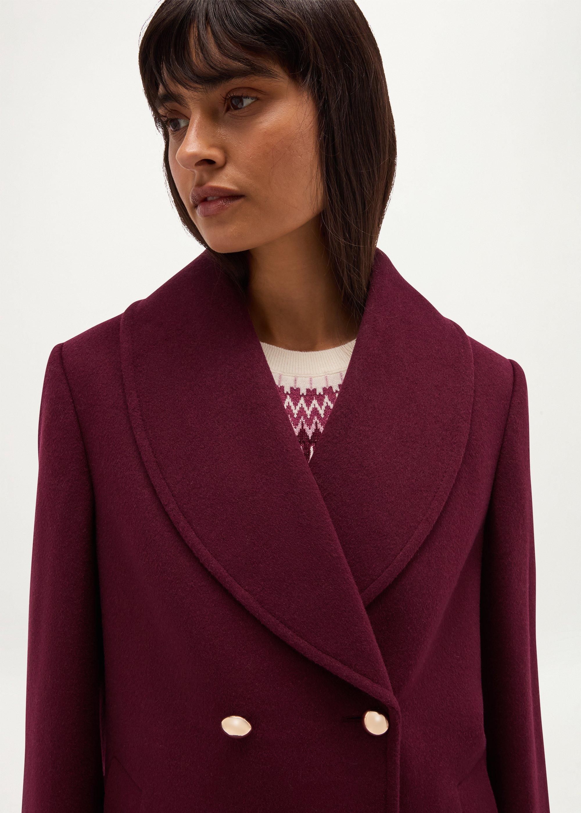 Indira Shawl Collar Coat, Fig Purple, hi-res