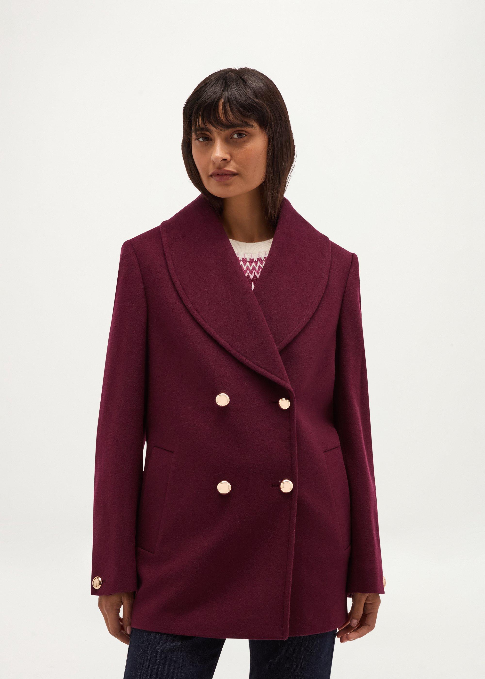 Indira Shawl Collar Coat, Fig Purple, hi-res