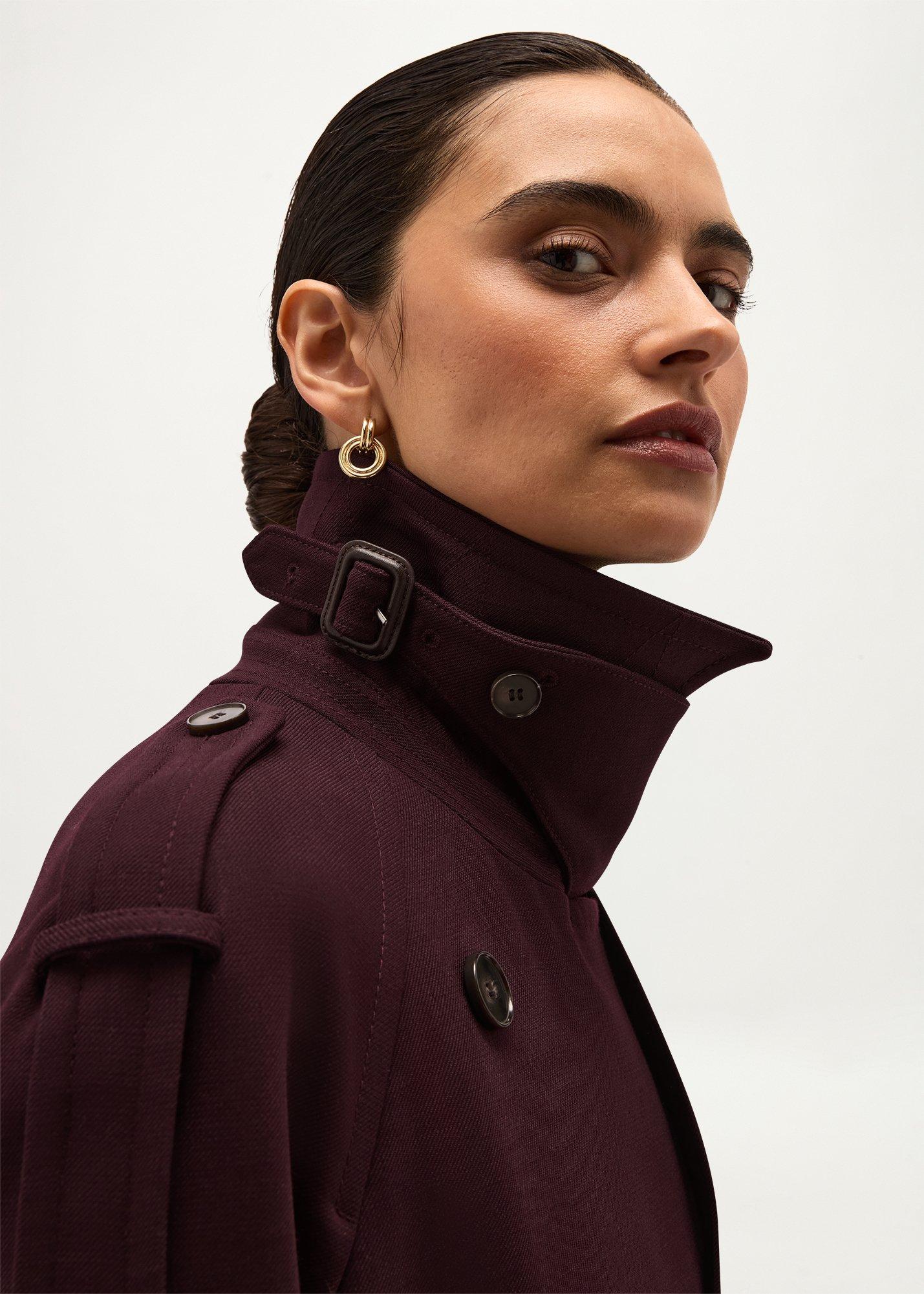 Vida Wool Blend Trench Coat, Fig Purple, hi-res