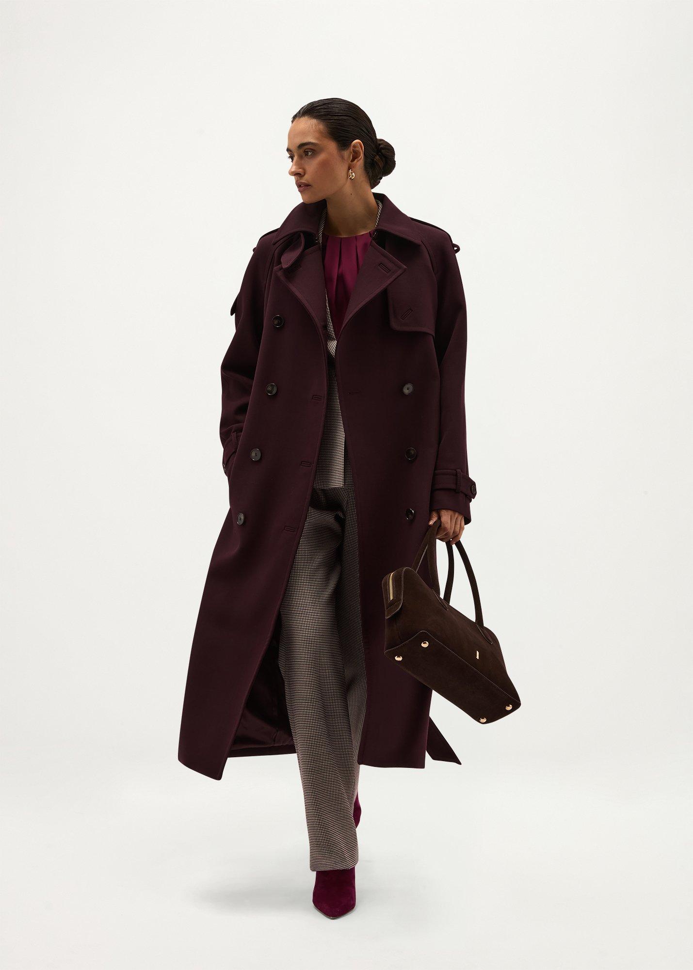 Vida Wool Blend Trench Coat, Fig Purple, hi-res