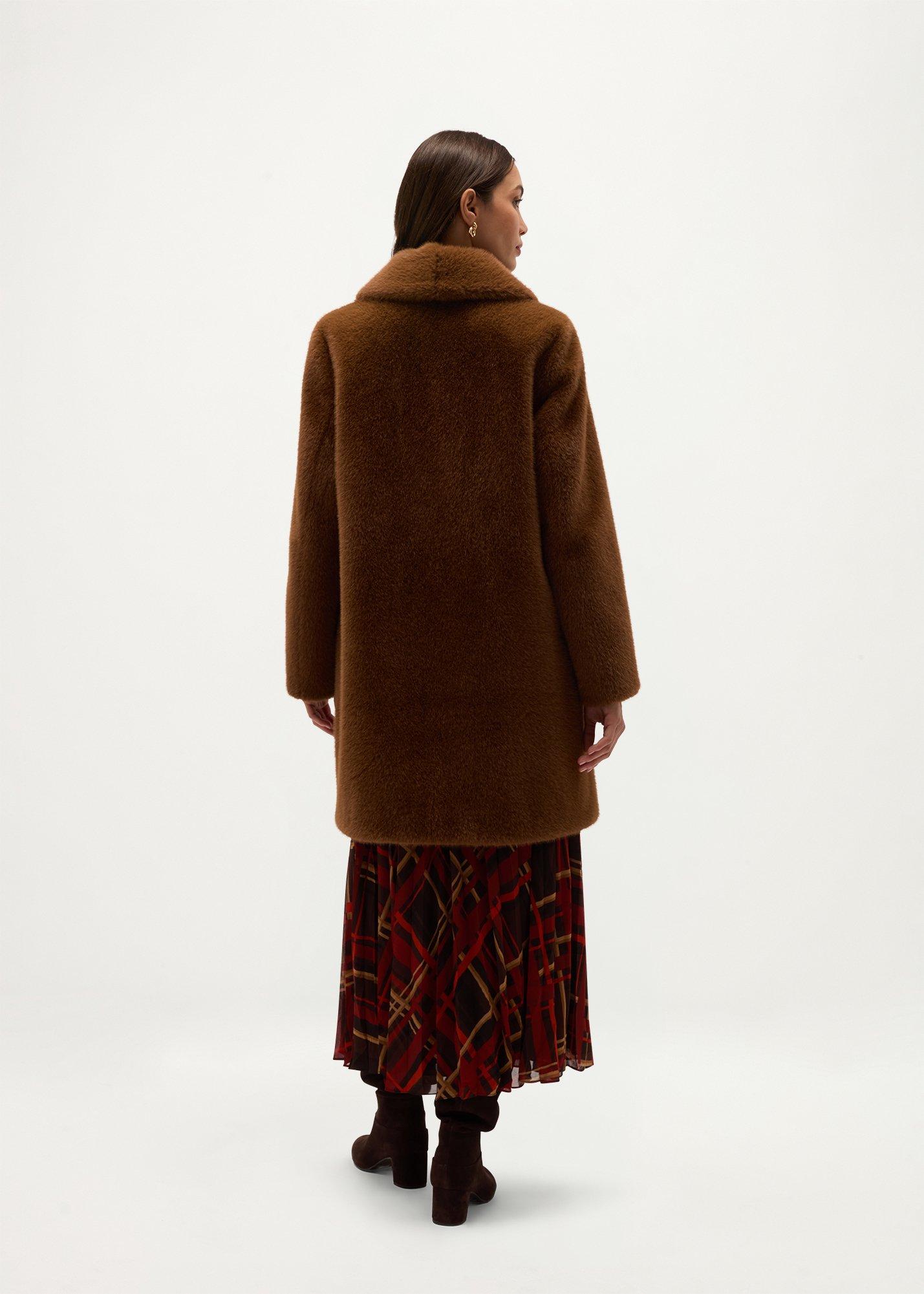 Petite Dana Faux Fur Coat , Dark Camel, hi-res