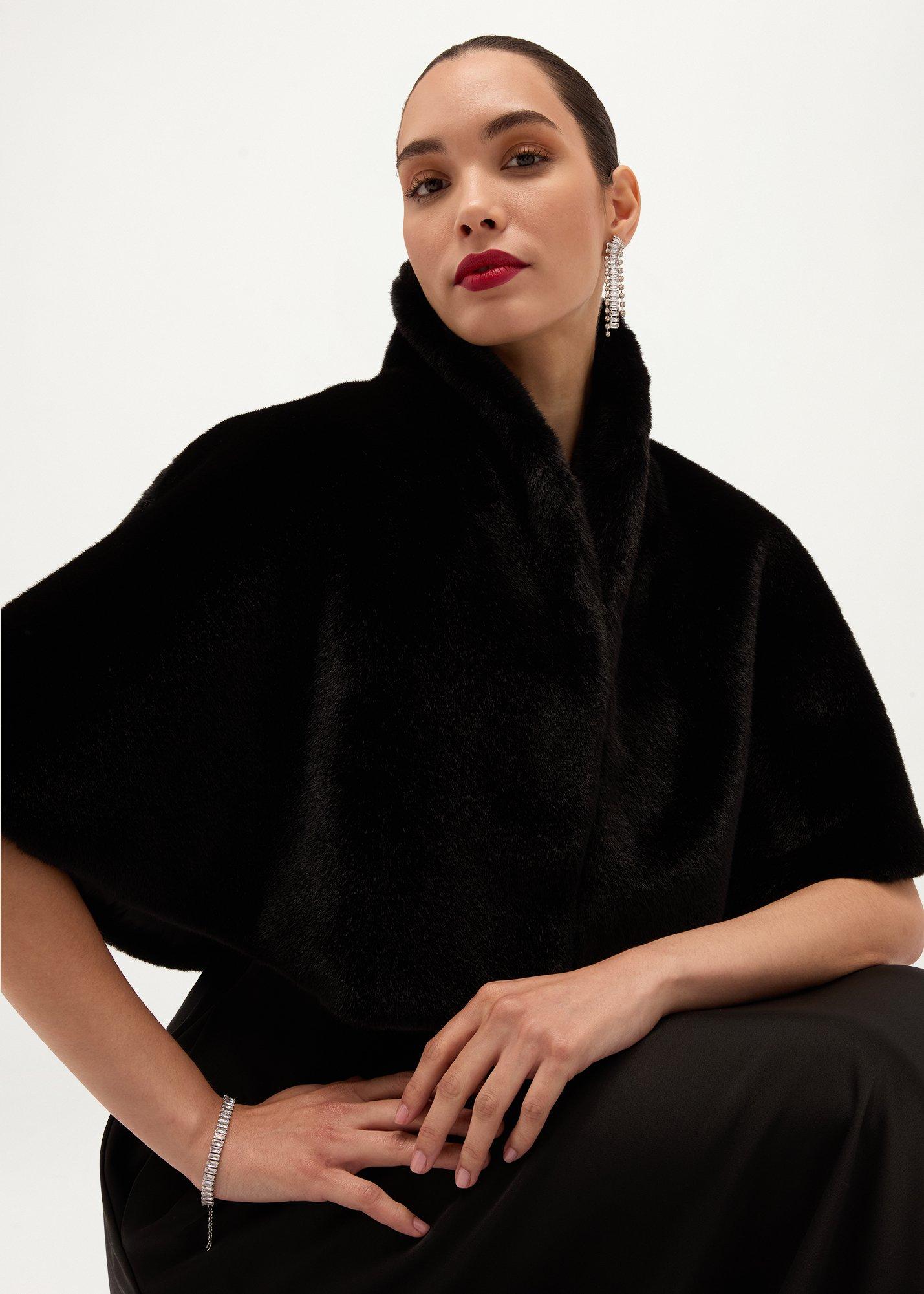 Ivanna Faux Fur Bolero, Black, hi-res