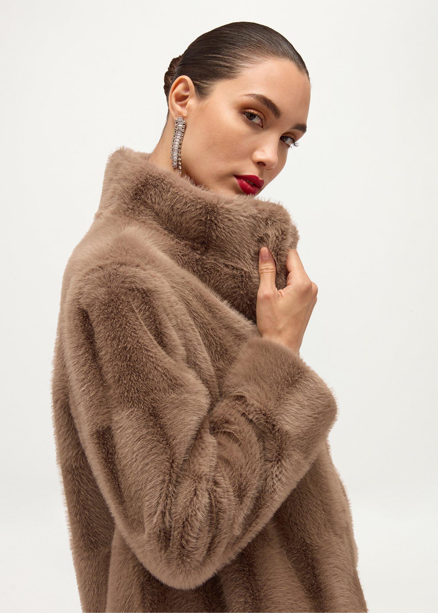 Andrea Faux Fur Coat, Mink, hi-res