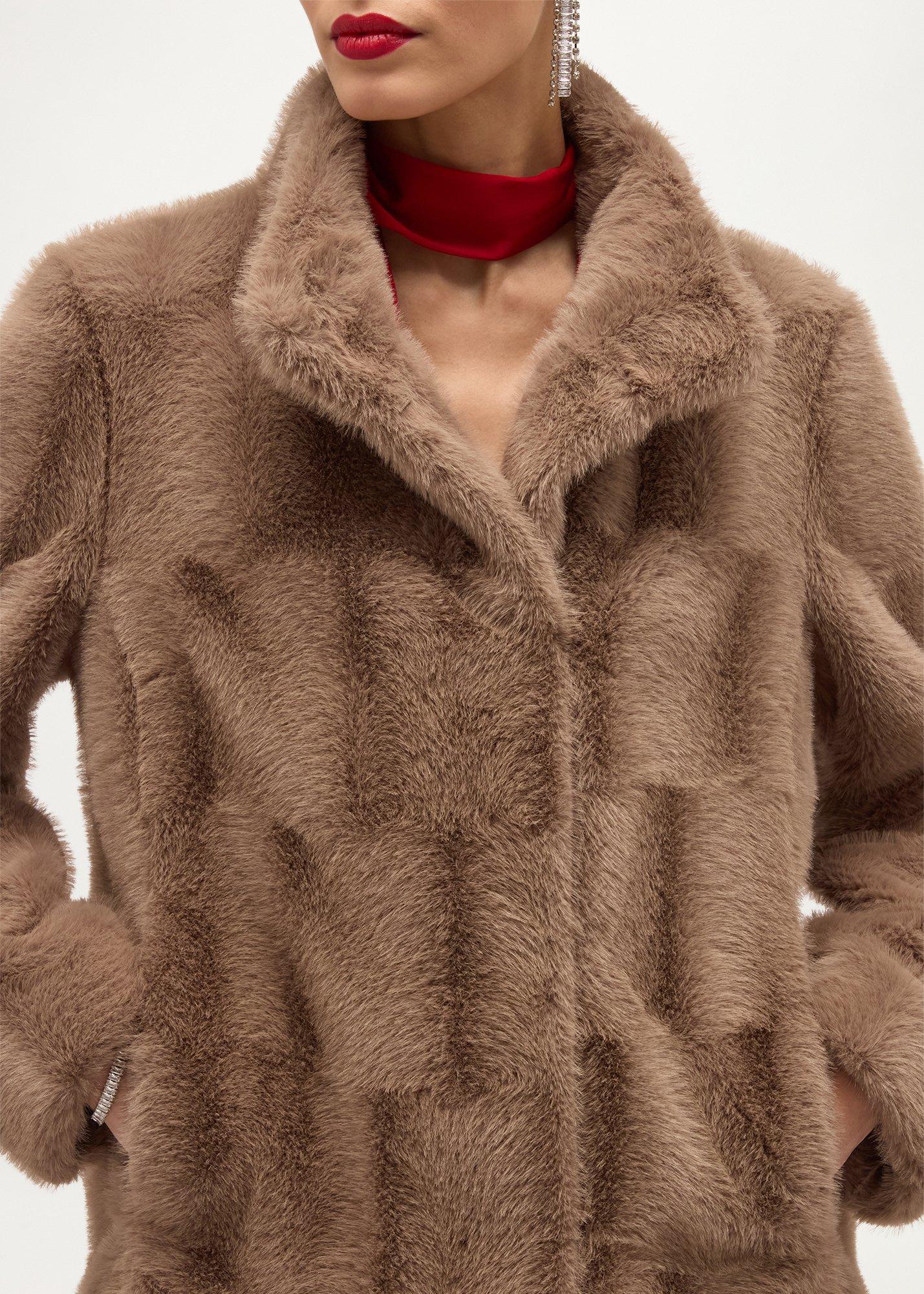 Andrea Faux Fur Coat, Mink, hi-res
