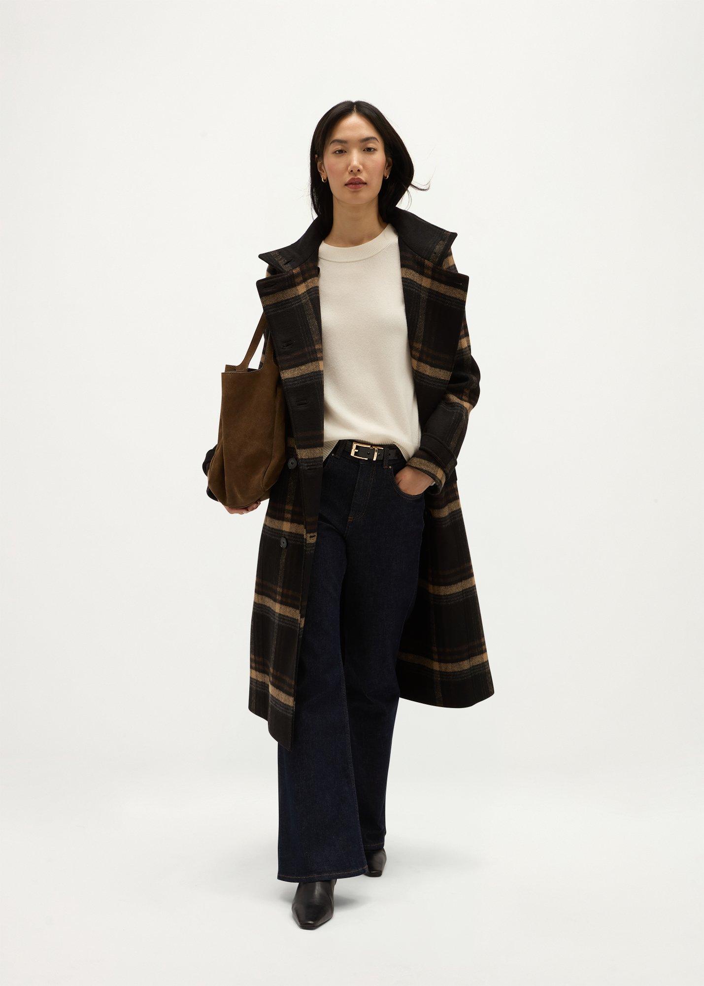 Brigitte Check Coat, Brown Multi, hi-res