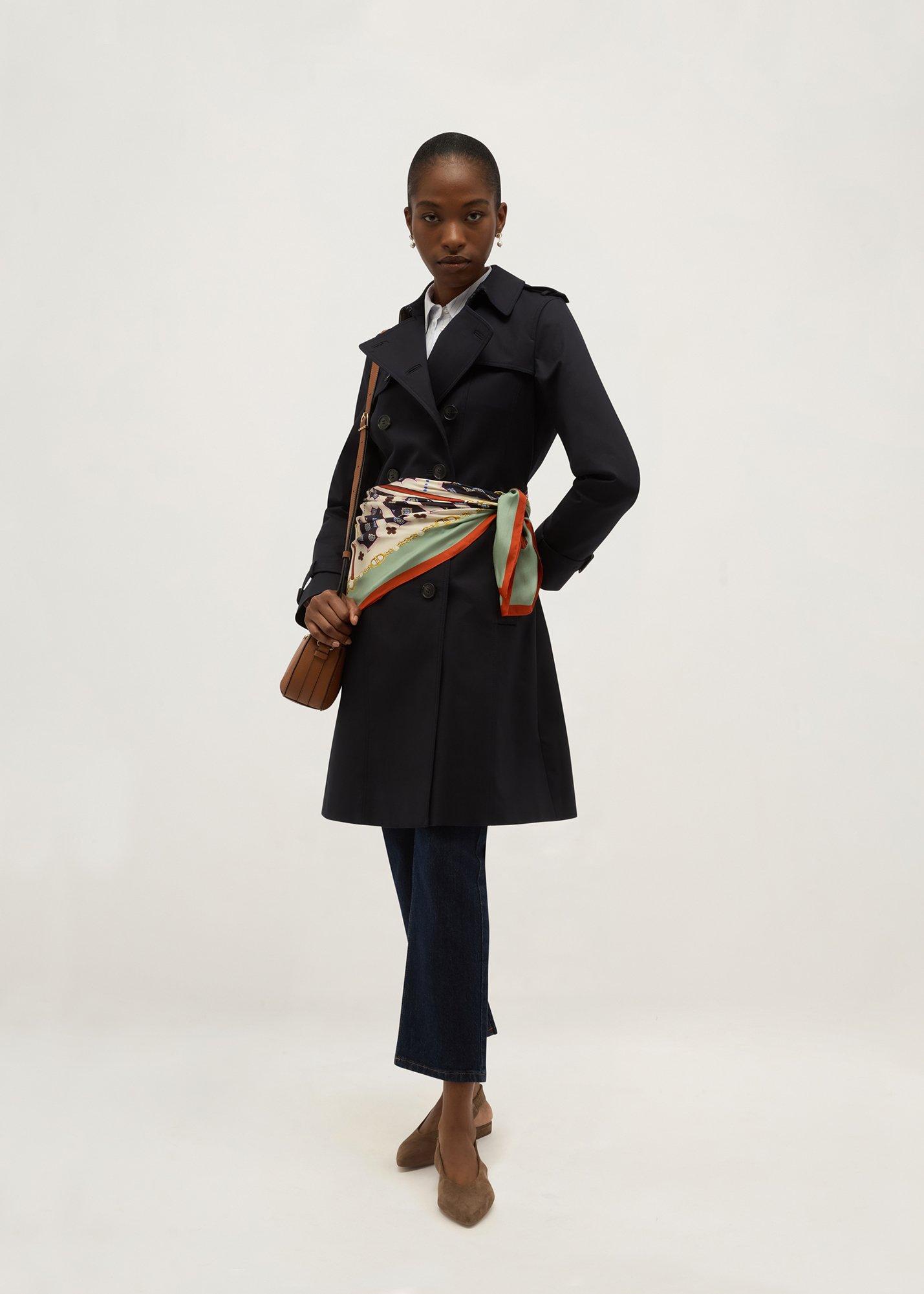 Petite Skylar Shower Resistant Trench, Navy, hi-res