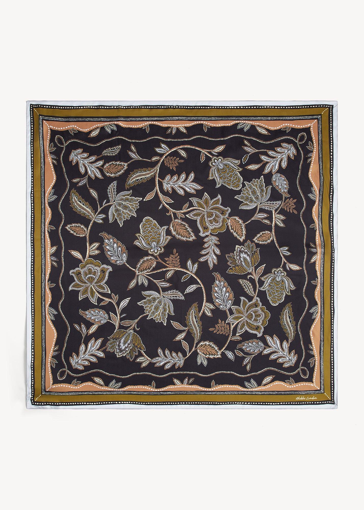 Stephanie Silk Scarf, Navy Multi, hi-res