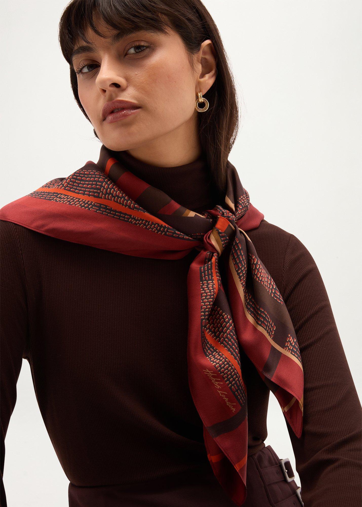Maddy Silk Scarf, Red Multi, hi-res