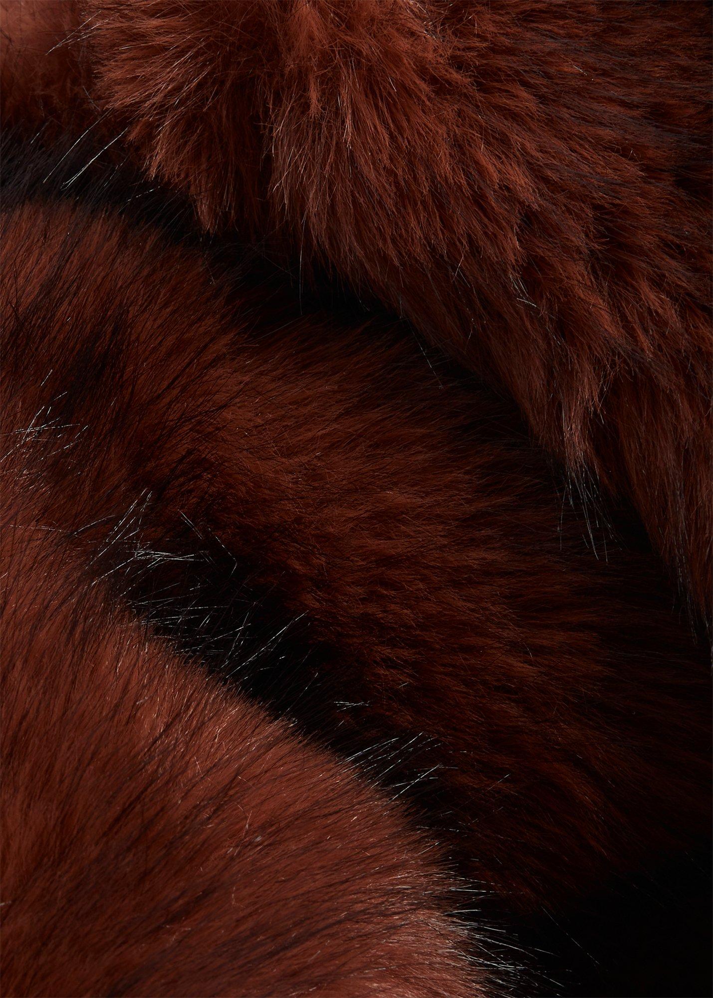 Inez Faux Fur Shawl, Brown, hi-res