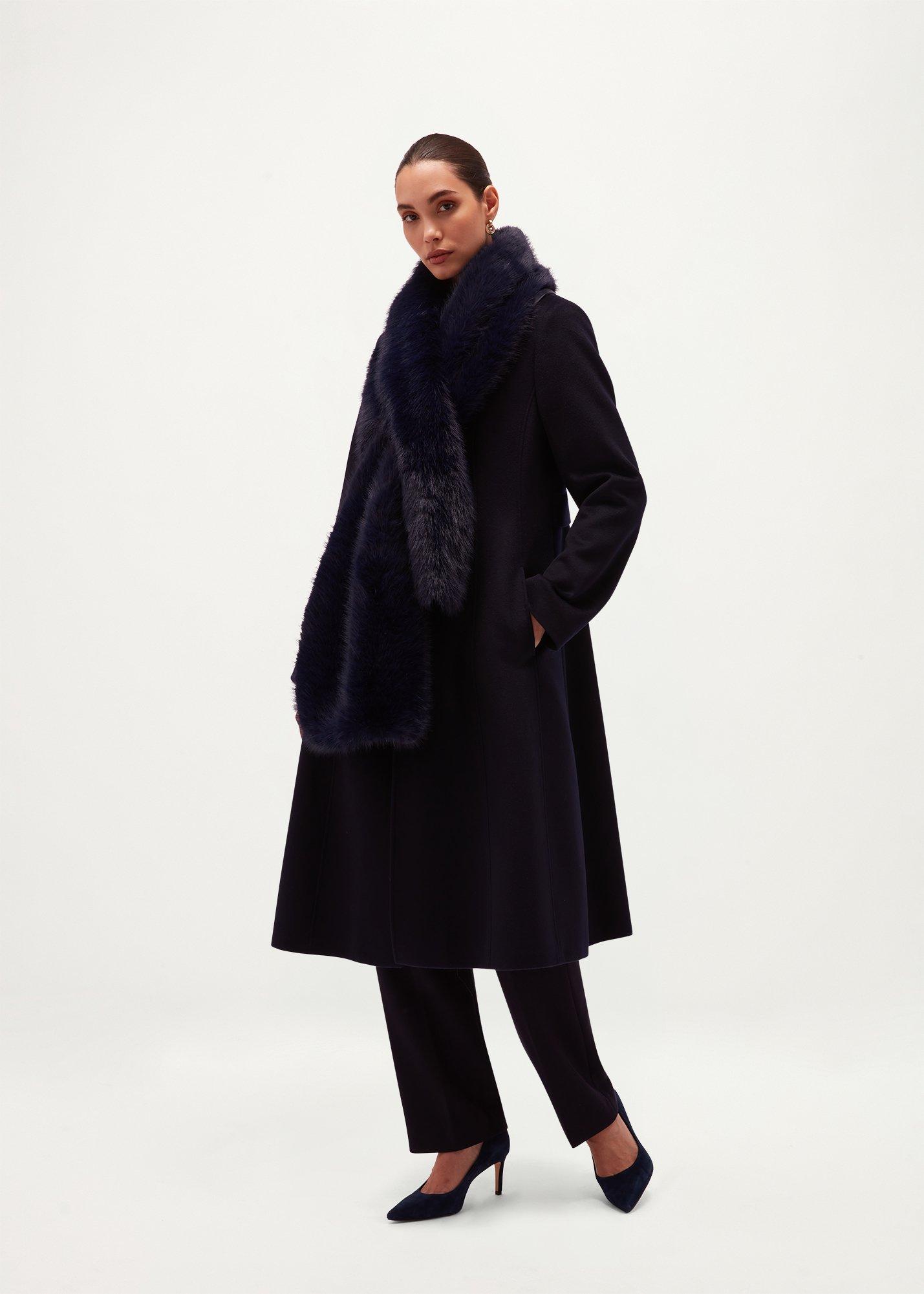 Inez Faux Fur Shawl, Midnight Navy, hi-res