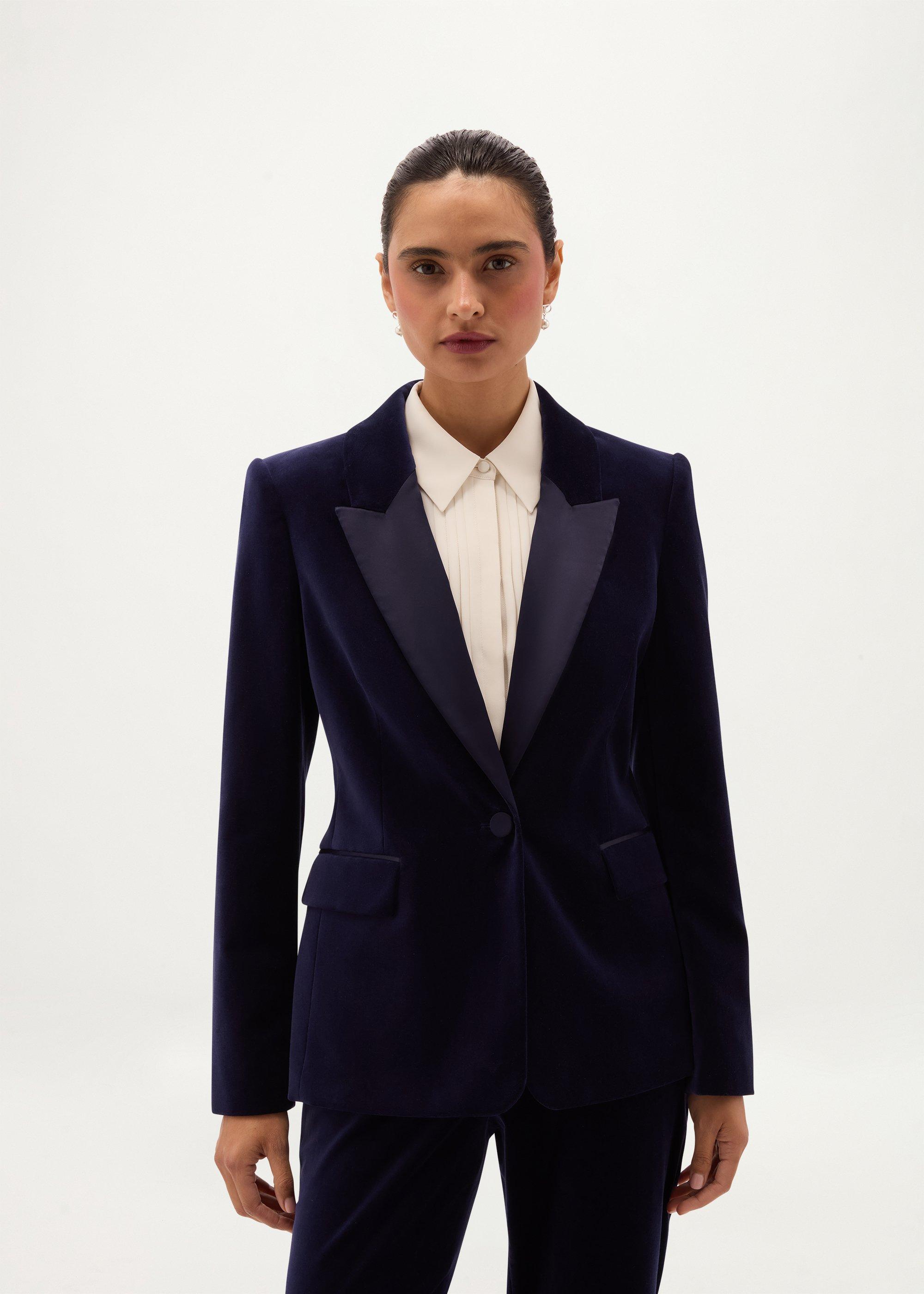 Petite Heather Velvet Jacket, Midnight, hi-res