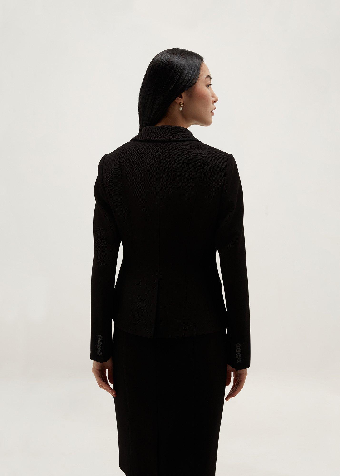 Petite Lea Pique Jacket, Black, hi-res