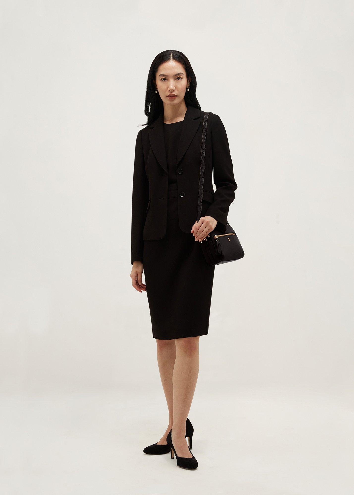 Petite Lea Pique Jacket, Black, hi-res