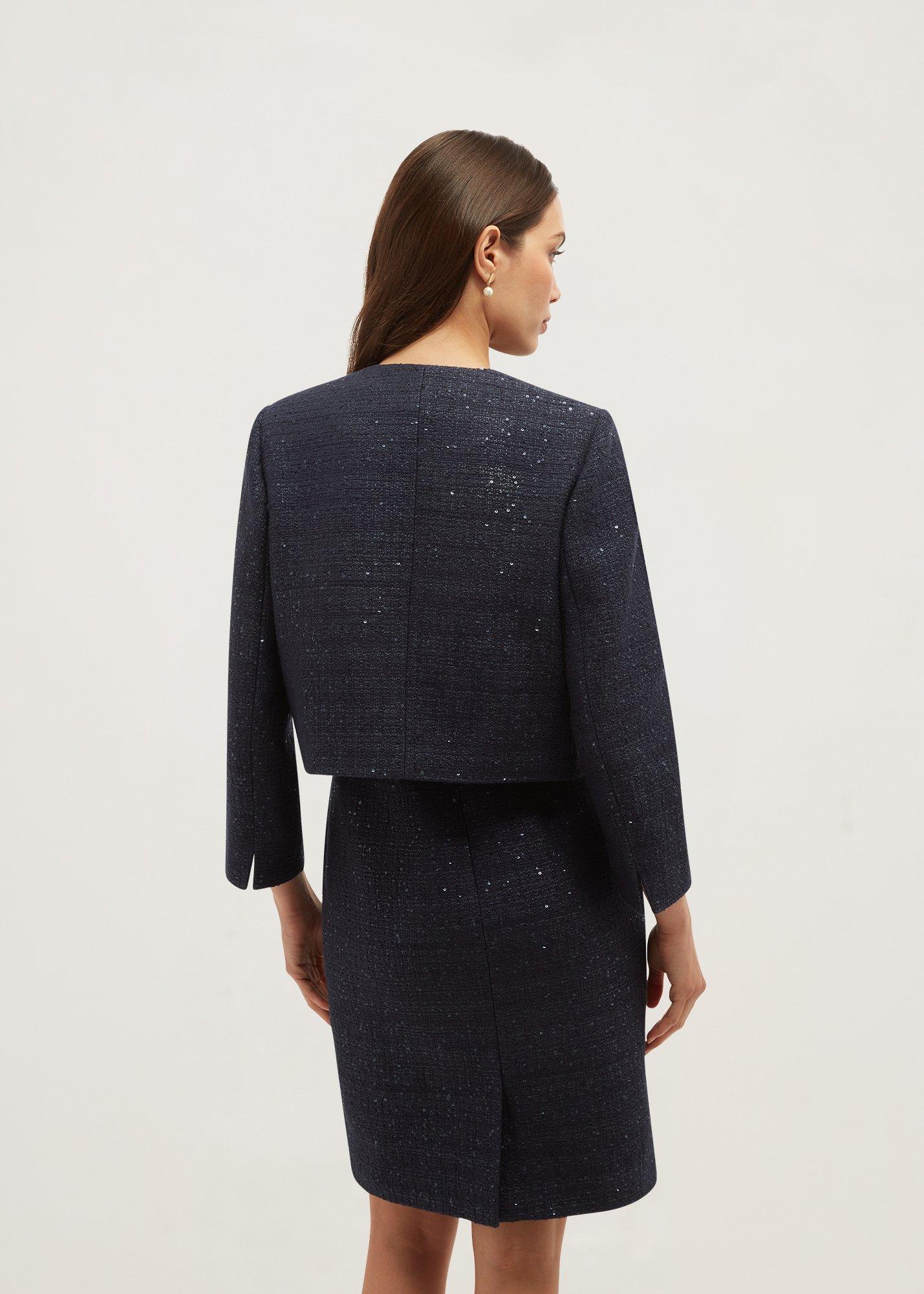 Bria Sequin Tweed Jacket, Midnight Navy, hi-res