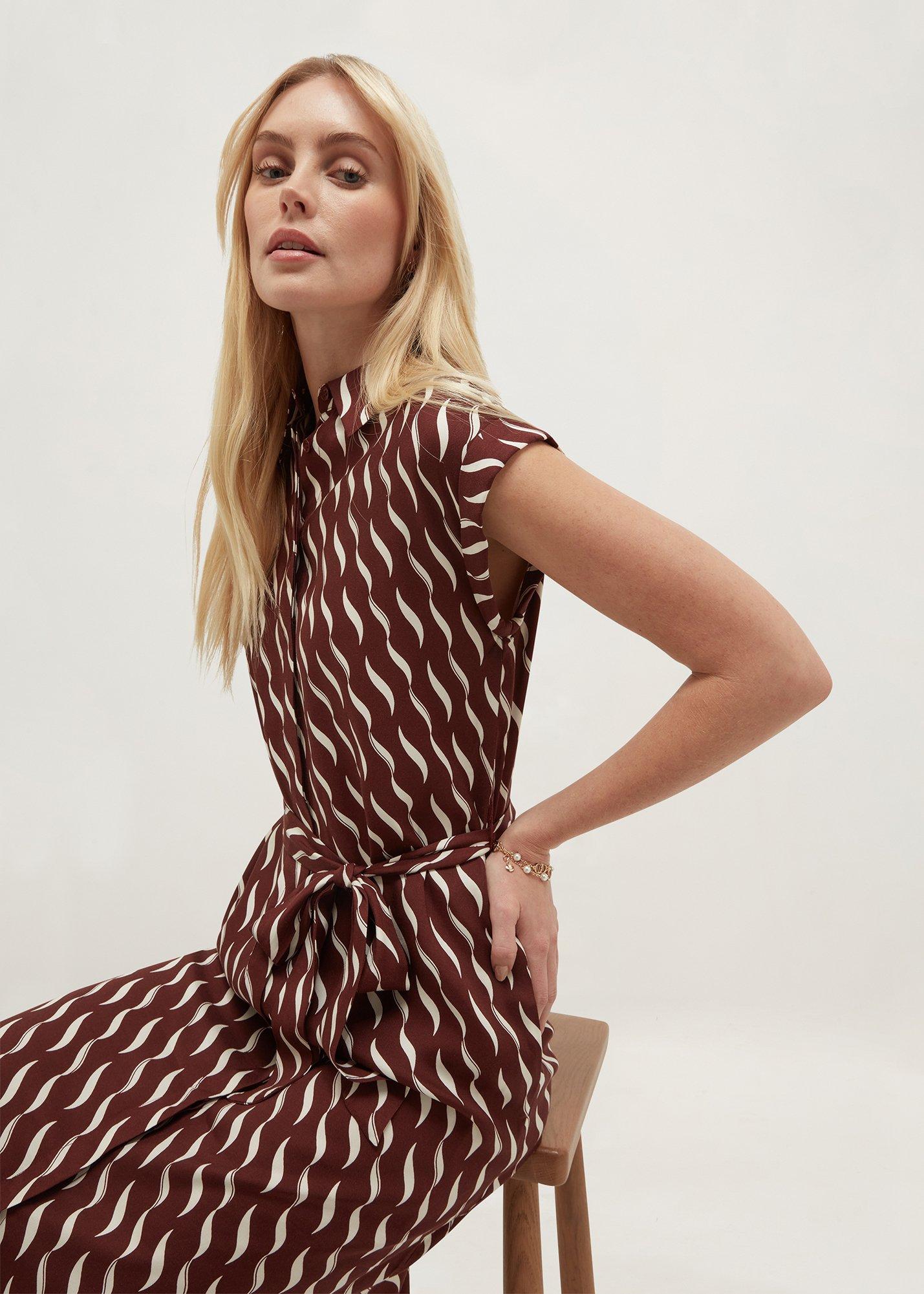 Petite Kalinda Dress, Brown Ivory, hi-res