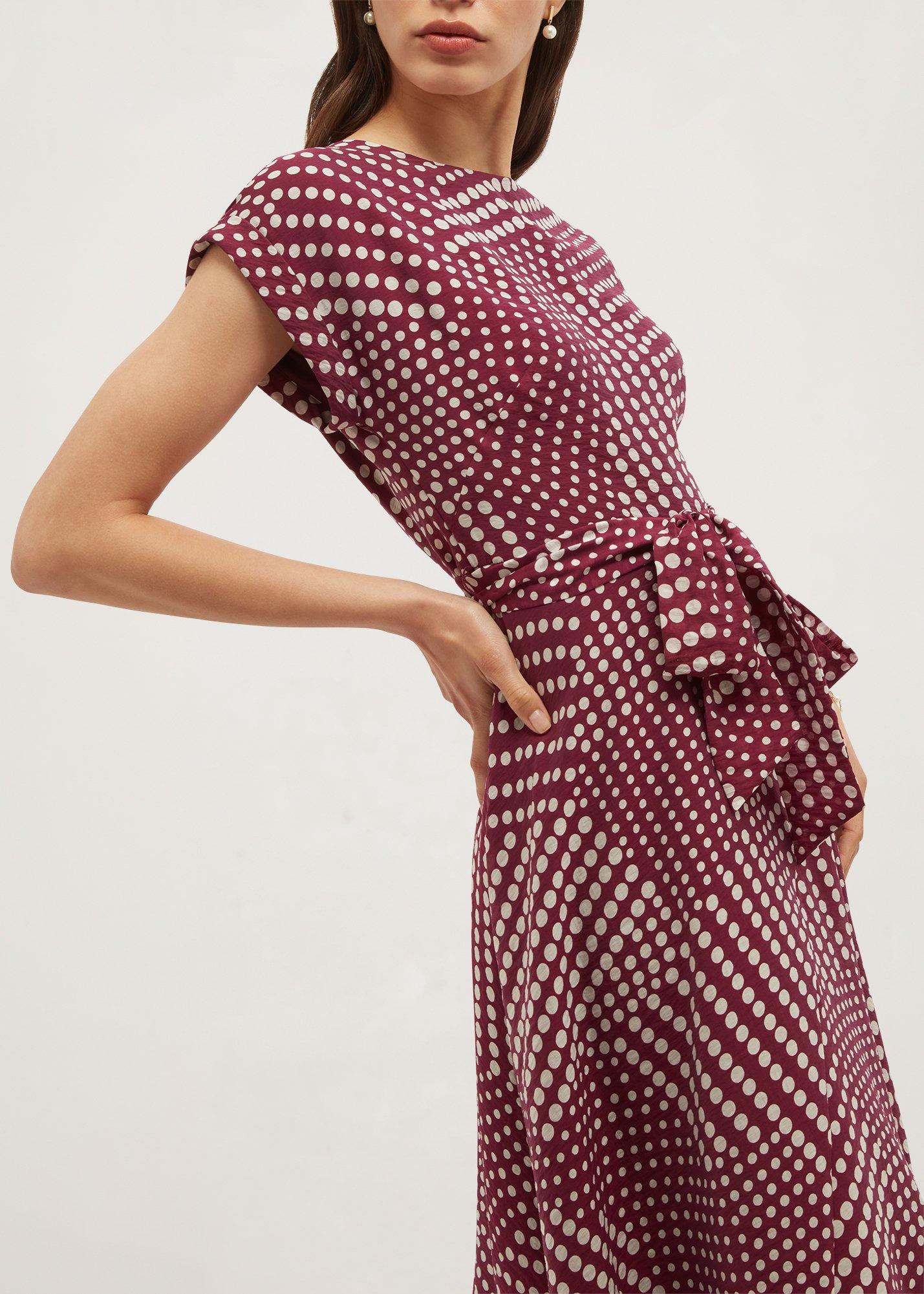 Agnes Spot Dress, Plum Ivory, hi-res