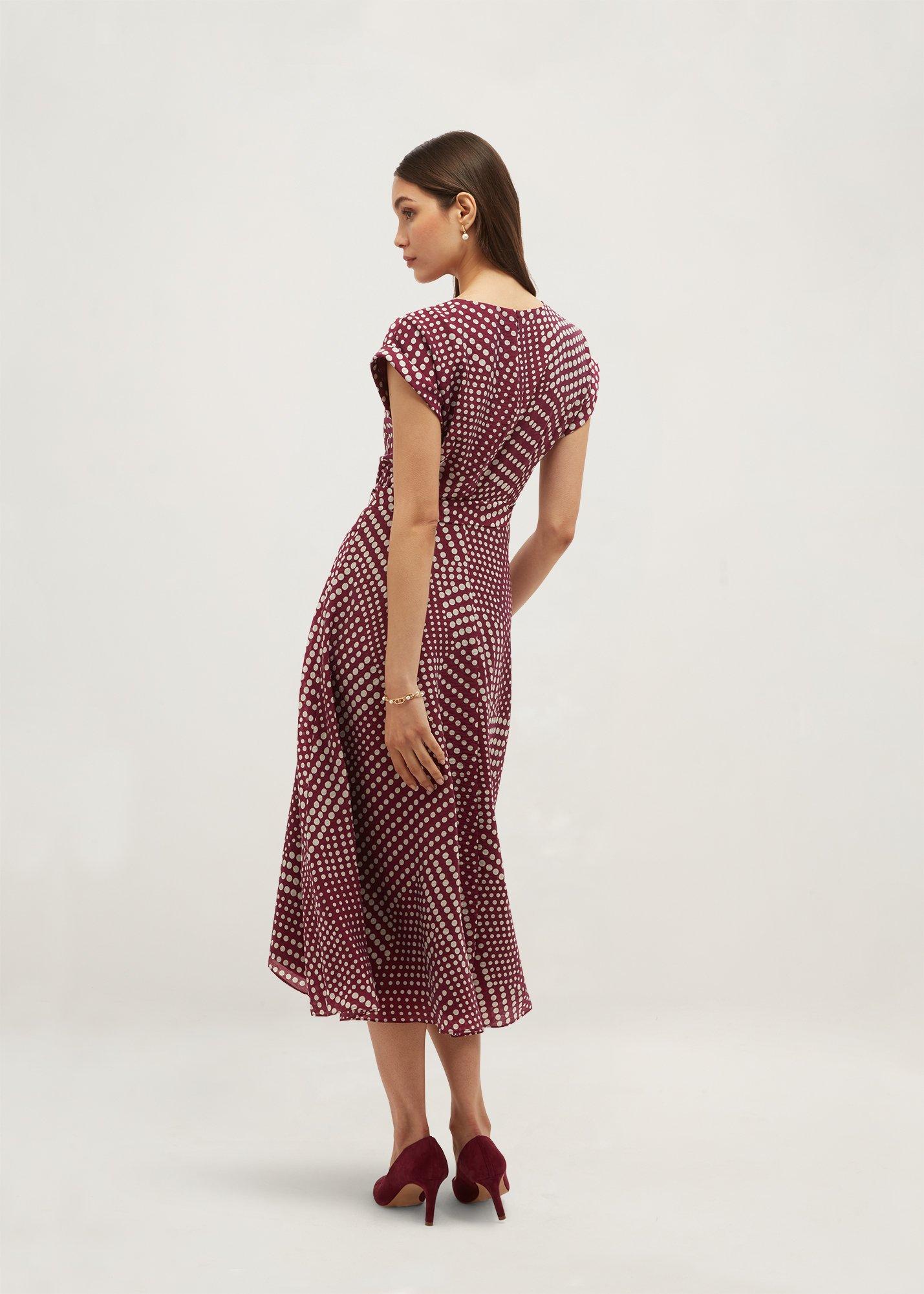 Agnes Spot Dress, Plum Ivory, hi-res