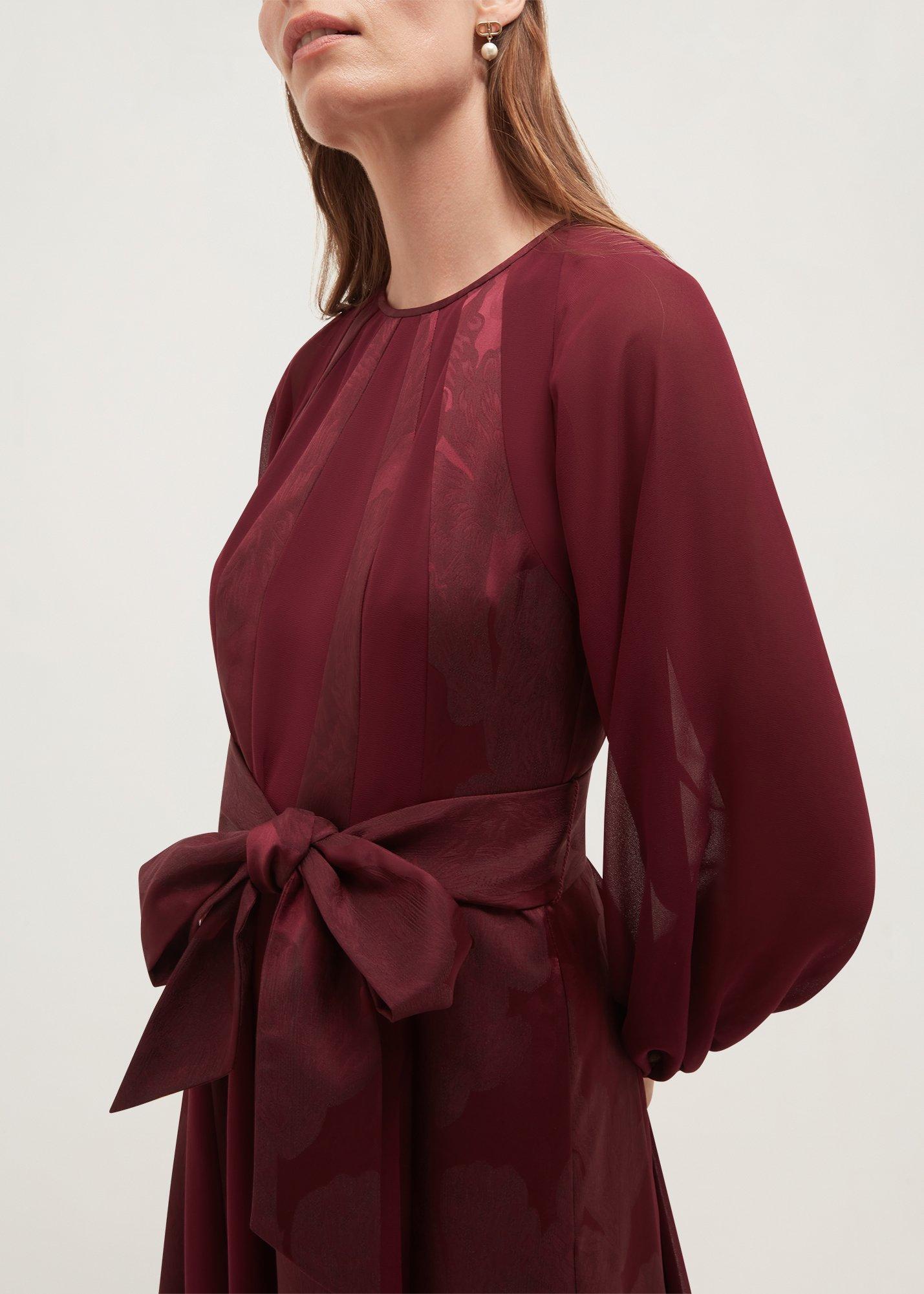 Loren Jacquard Dress, Warm Plum, hi-res