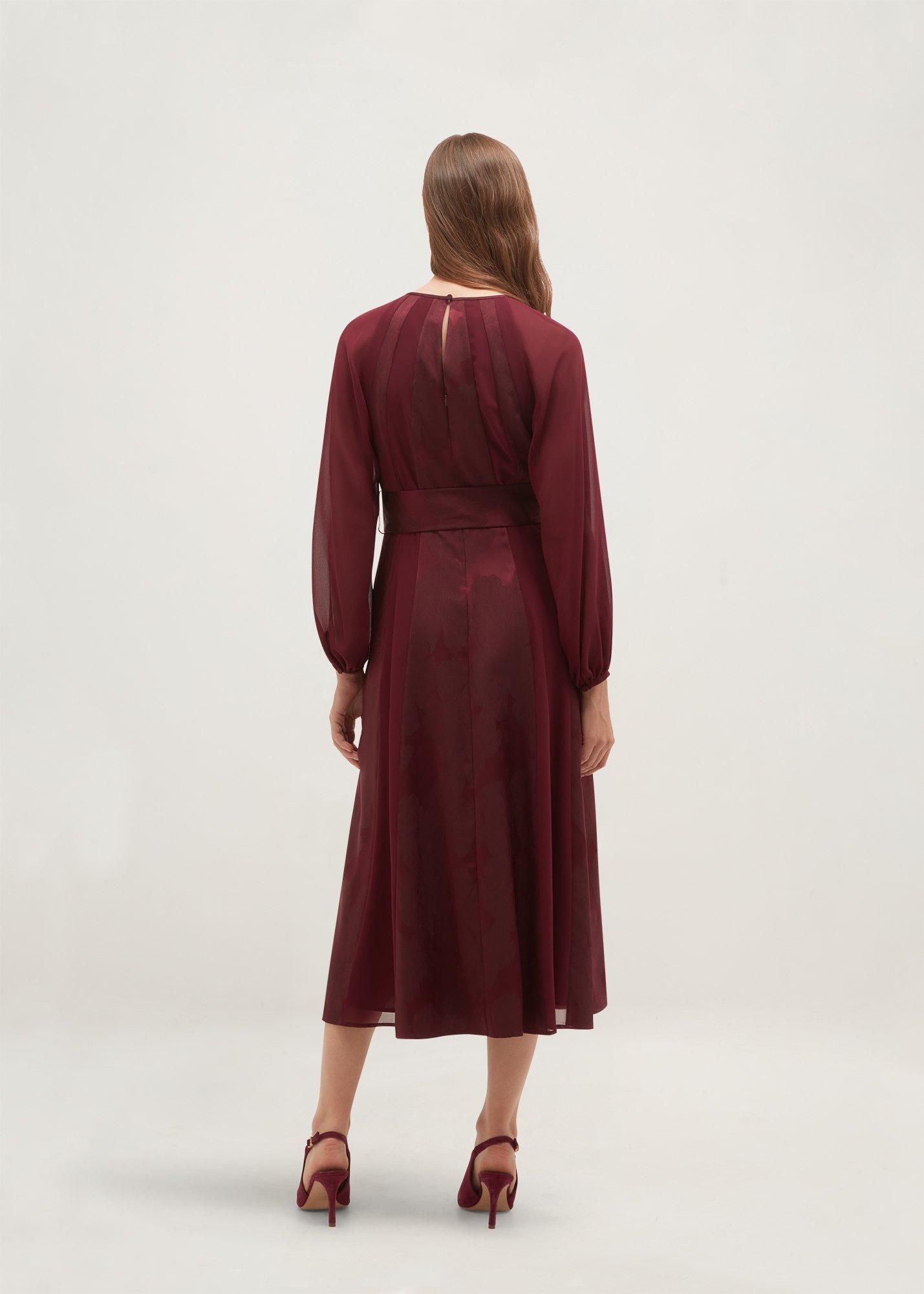 Loren Jacquard Dress, Warm Plum, hi-res