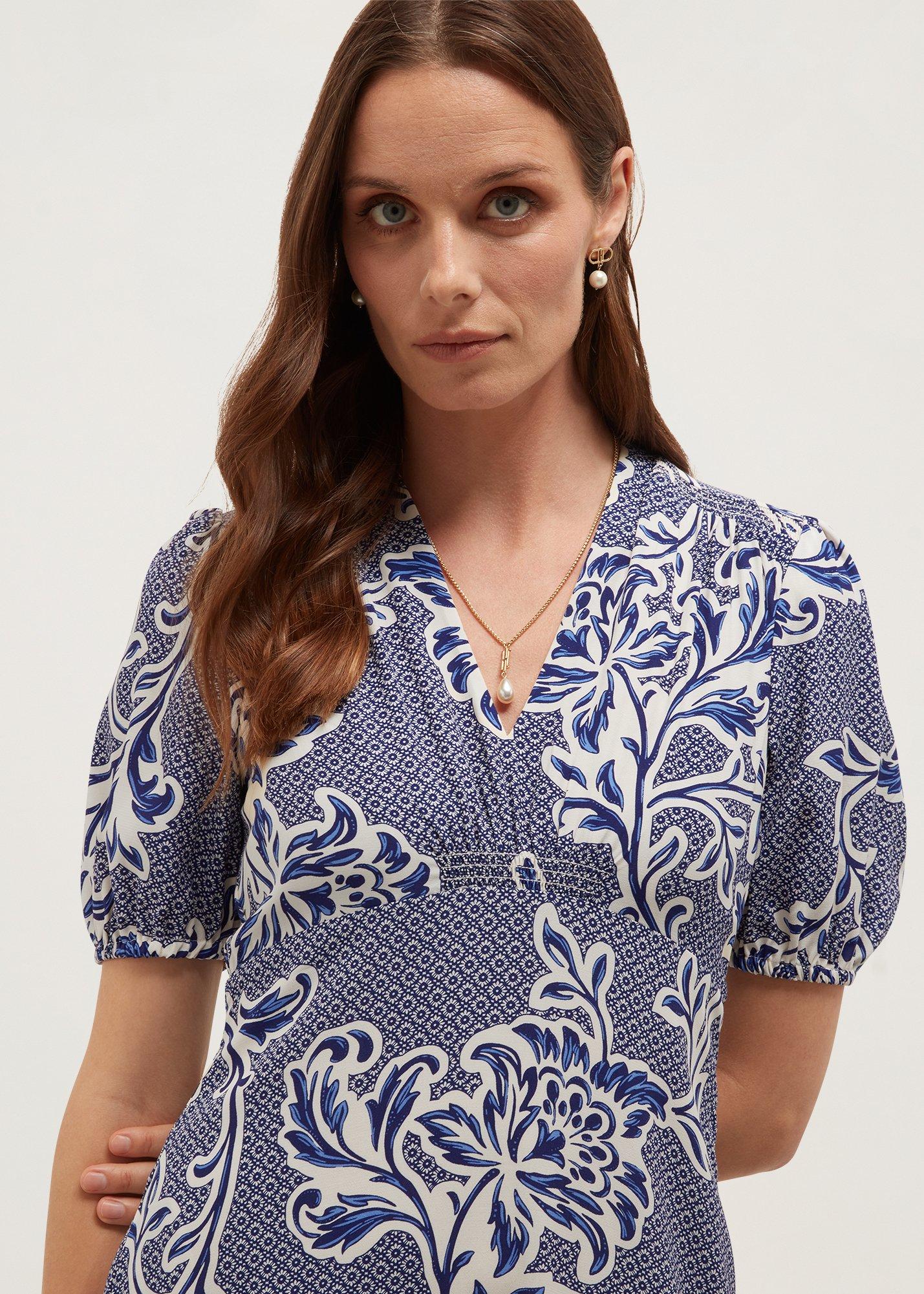 Petite Sidonie Dress, Blue Cream, hi-res