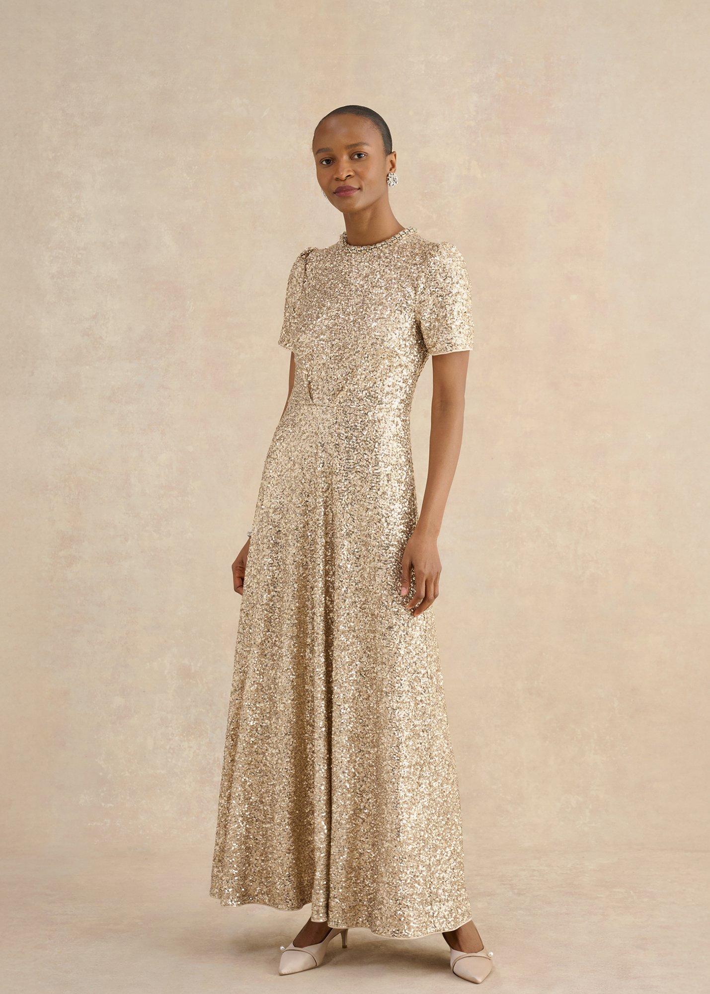 Petite Shirley Sequin Trimmed Maxi Dress