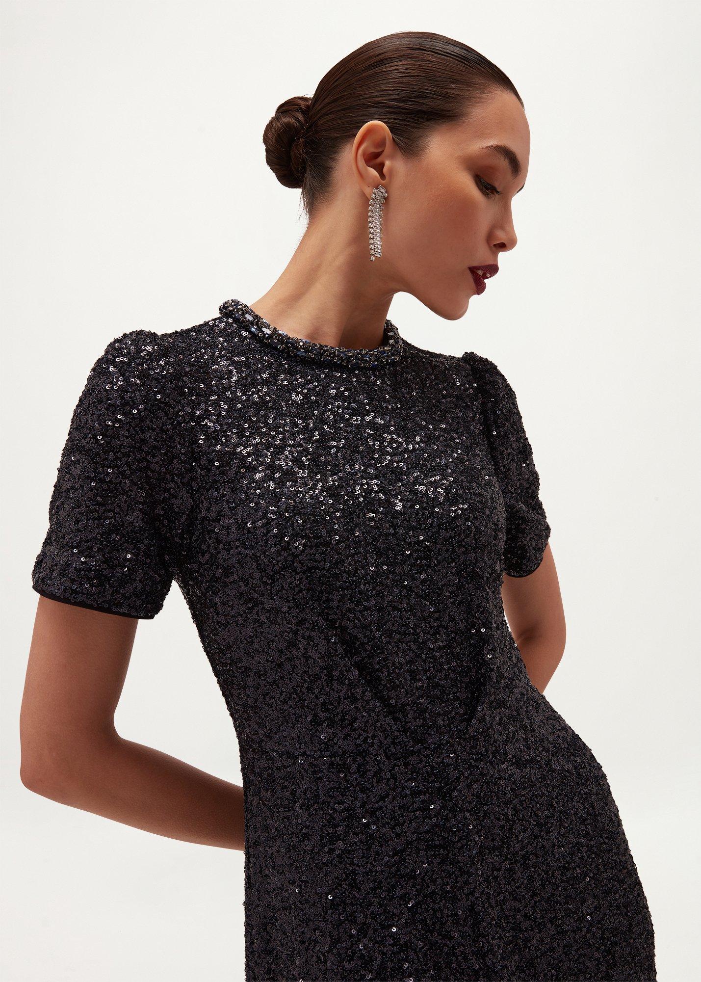 Petite Shirley Sequin Trimmed Maxi Dress, Midnight Navy, hi-res