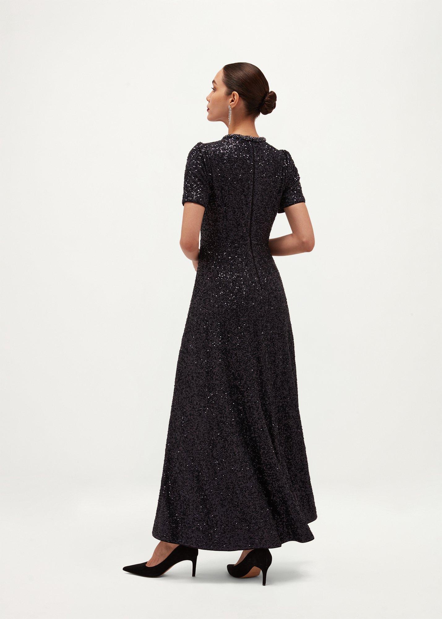 Petite Shirley Sequin Trimmed Maxi Dress, Midnight Navy, hi-res