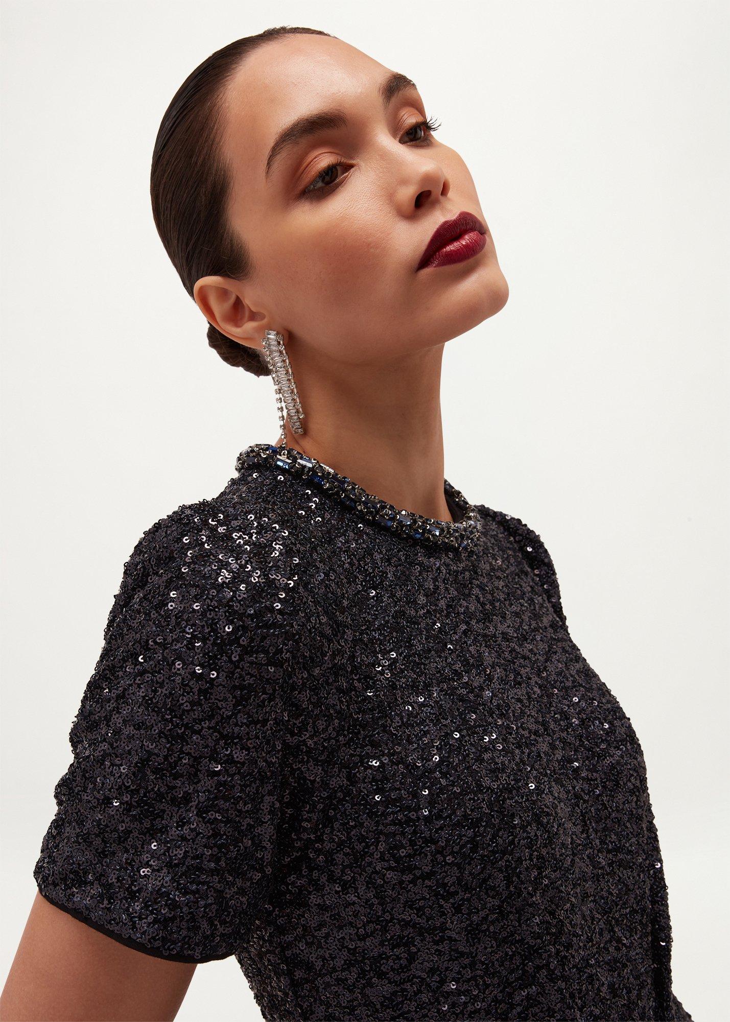 Petite Shirley Sequin Trimmed Maxi Dress, Midnight Navy, hi-res