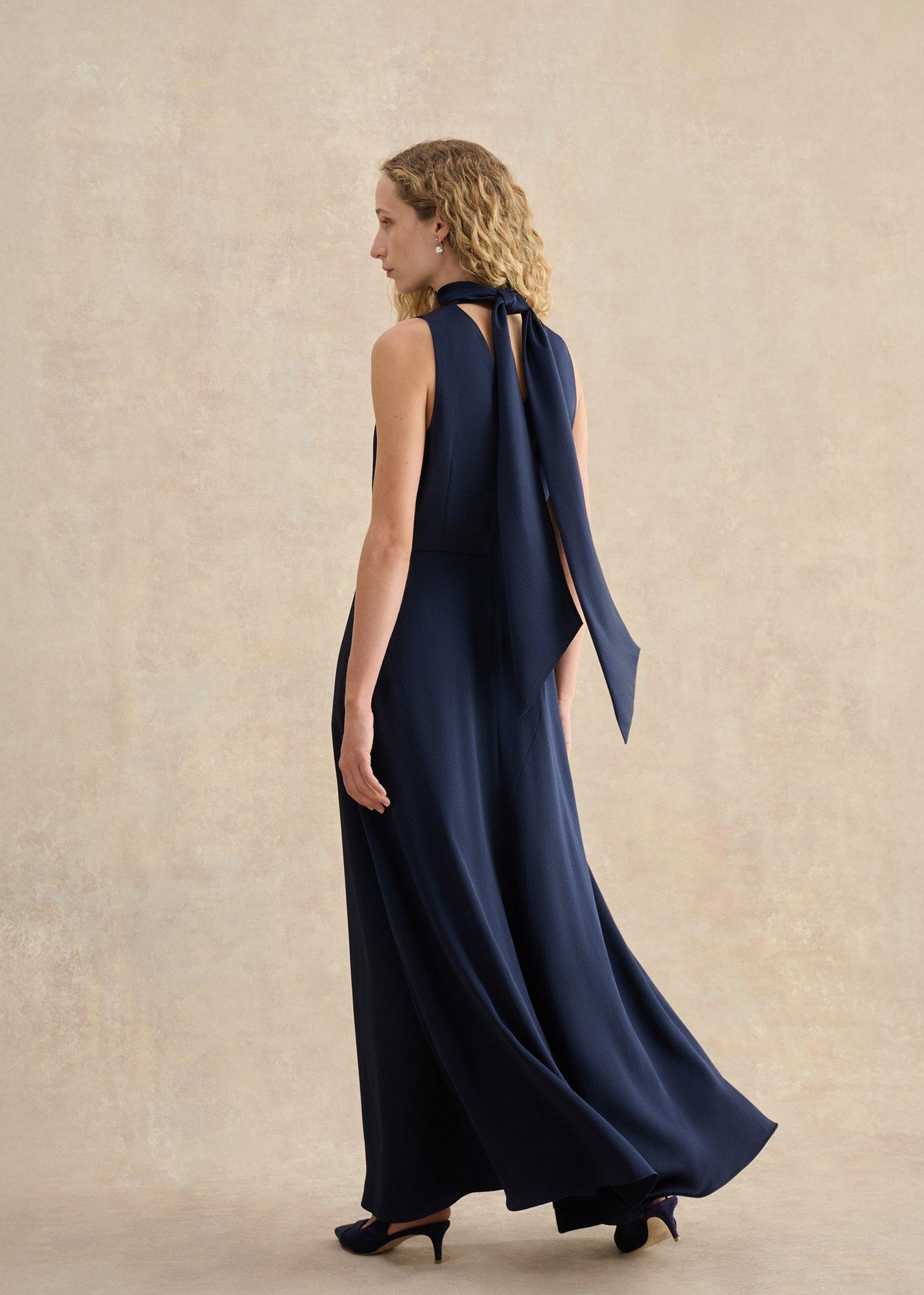 Petite Marilyn Textured Dress, Midnight Navy, hi-res