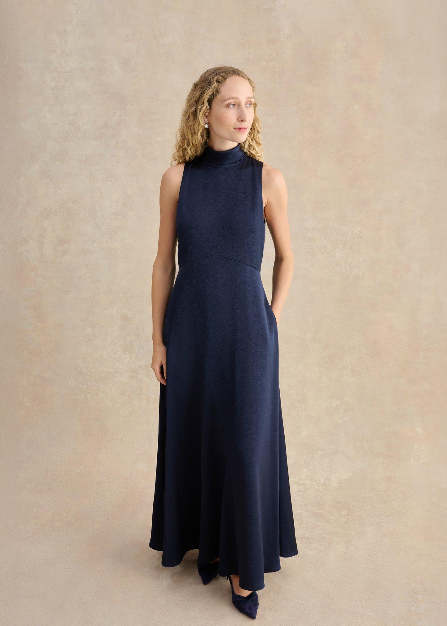 Petite Marilyn Textured Dress, Midnight Navy, hi-res