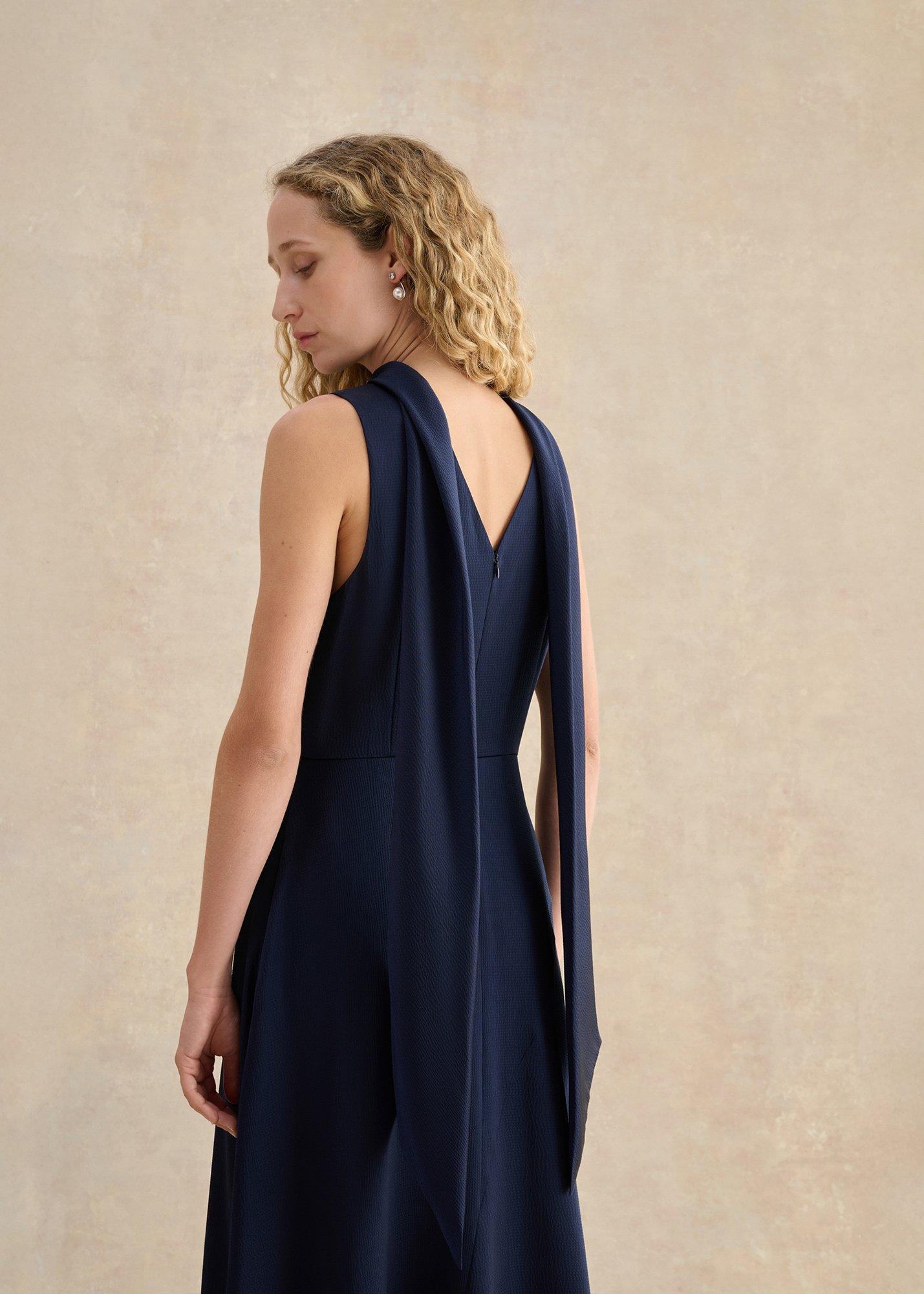 Petite Marilyn Textured Dress, Midnight Navy, hi-res