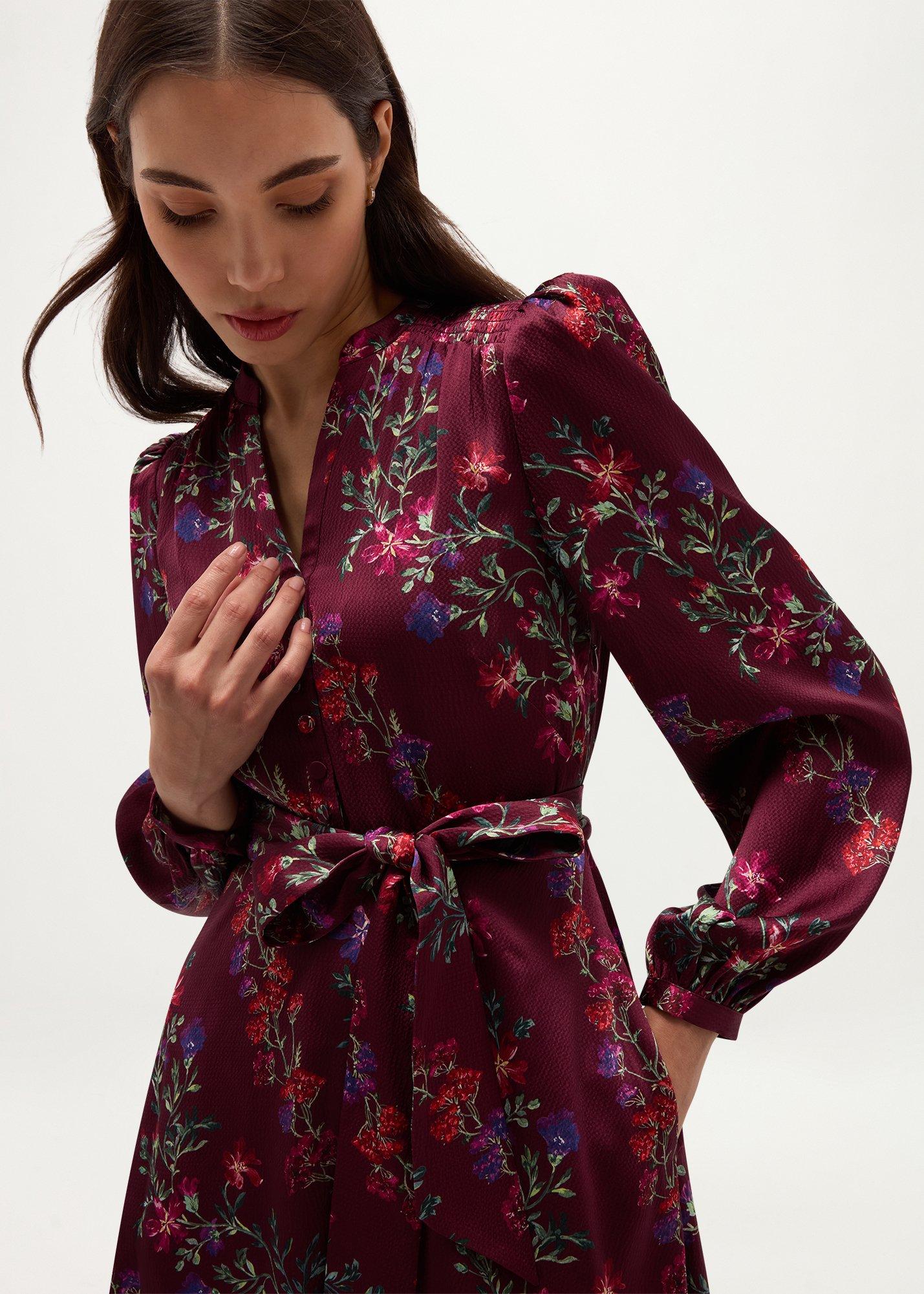 Fatima Textured Satin Mini Dress, Plum Multi, hi-res